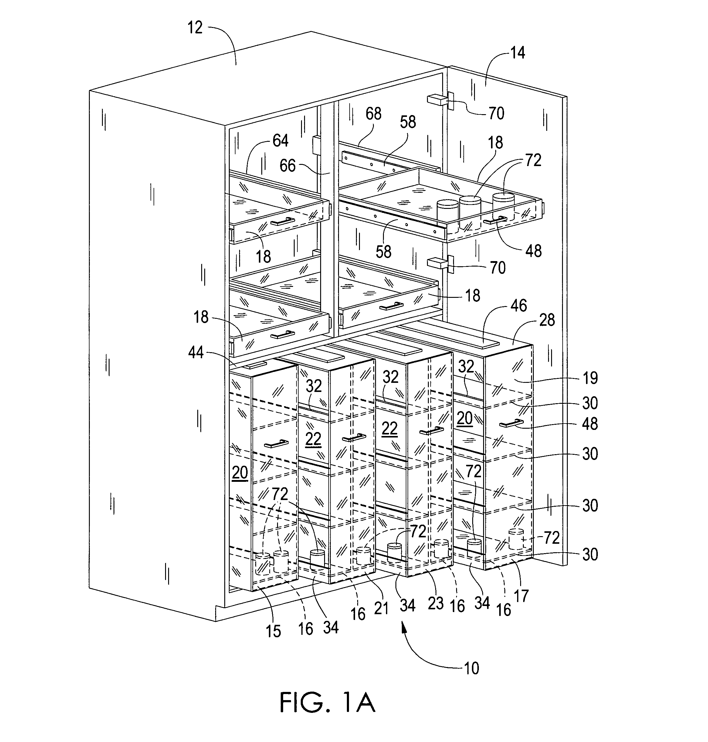 Method and apparatus for transparent shelves and drawers for kitchen cabinets