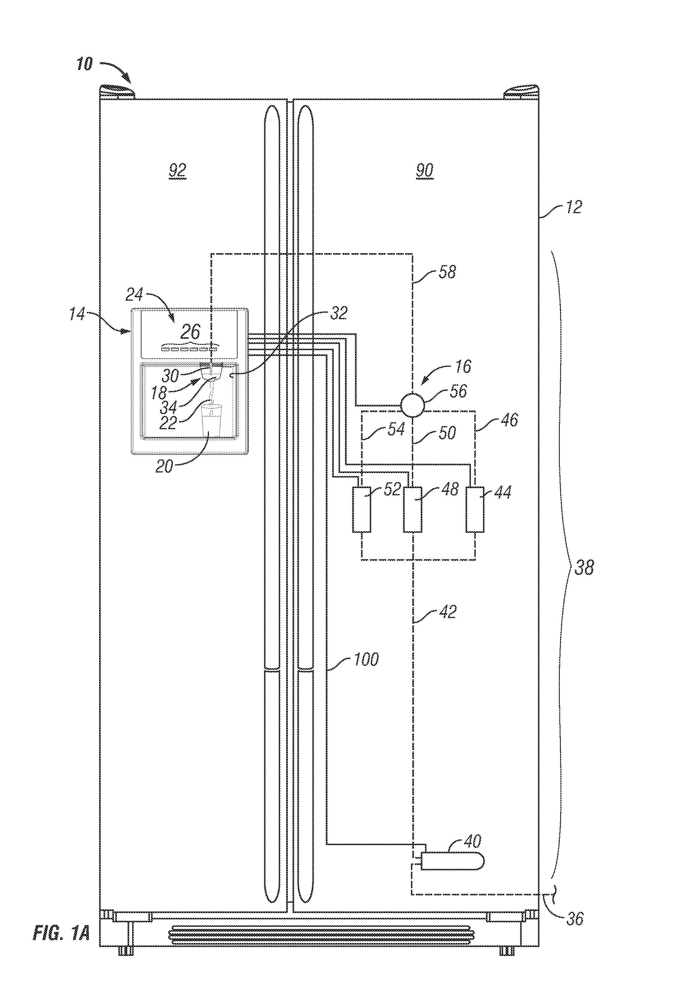 Beverage system architectures for refrigerators