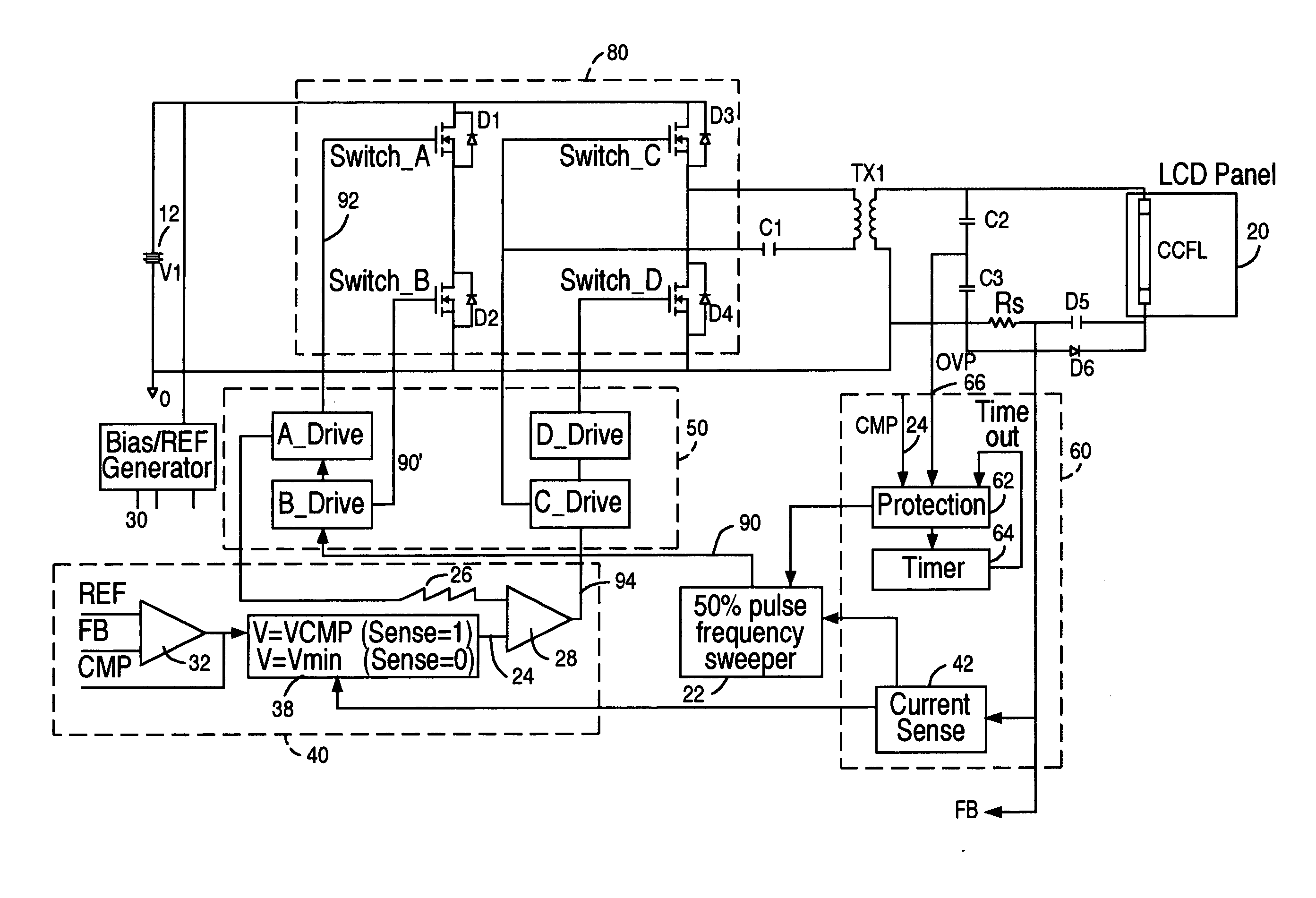 Liquid crystal display system with lamp feedback