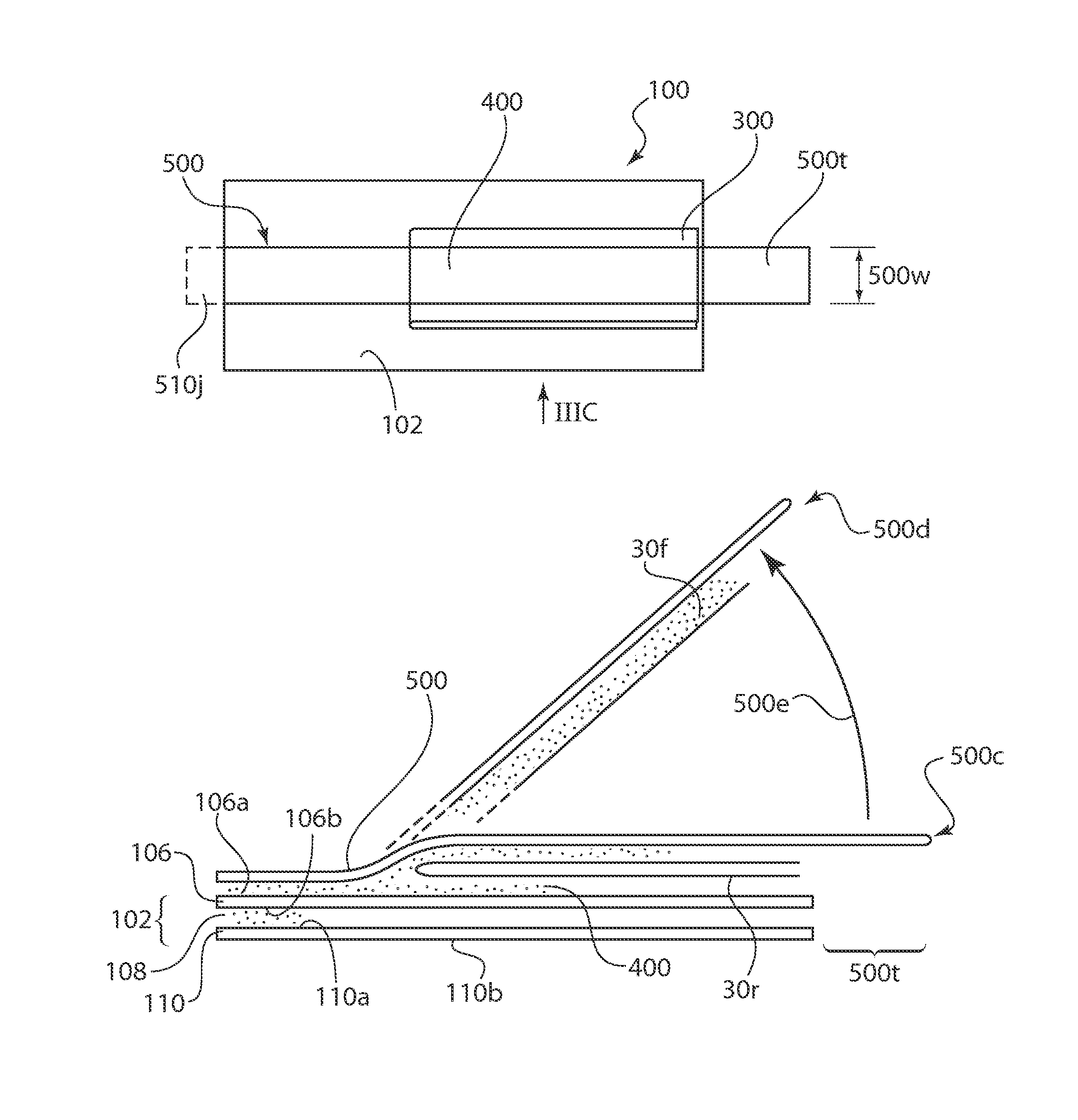 Extended content label with narrow overlaminate