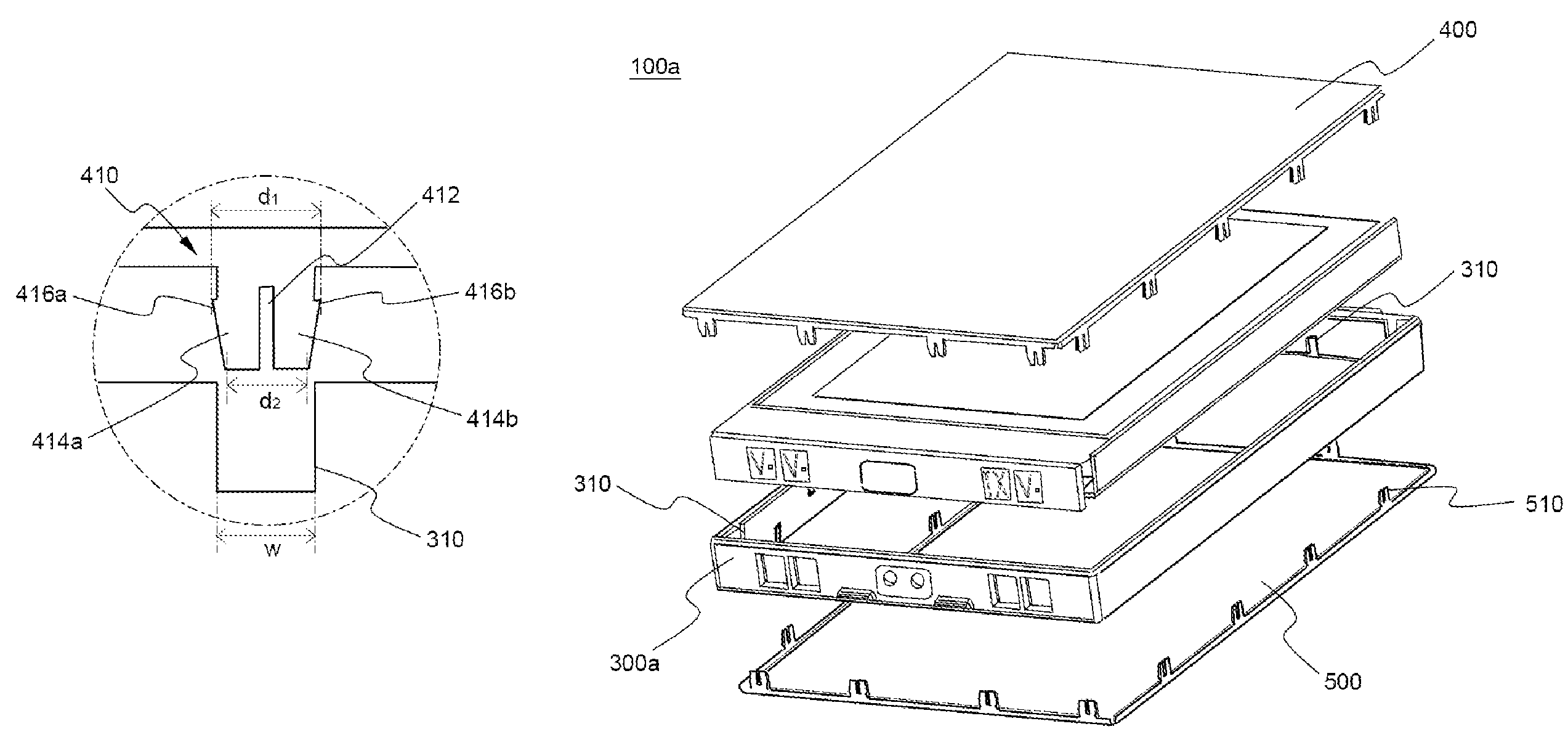 Battery pack casing with lock type connector