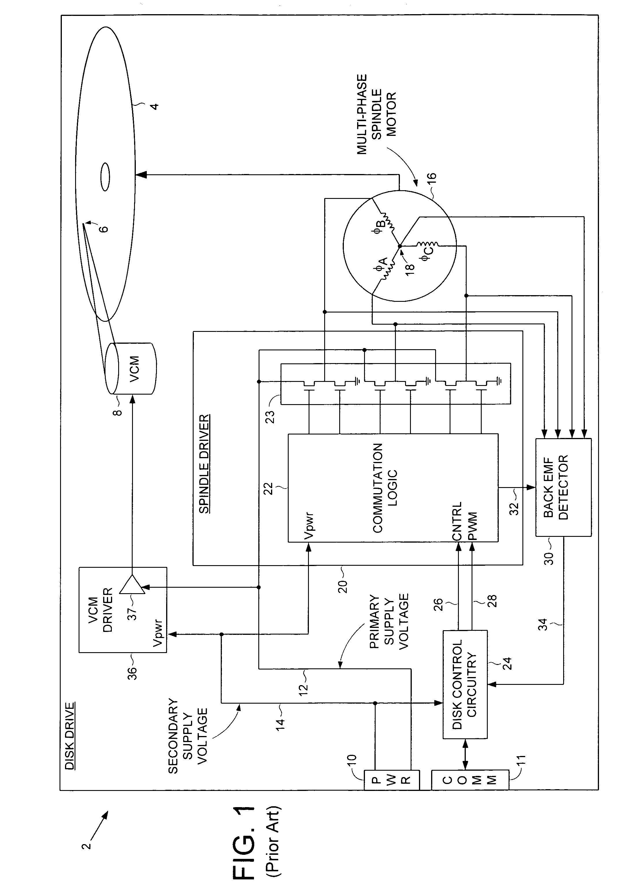 Disk drive employing active braking using inductive sense