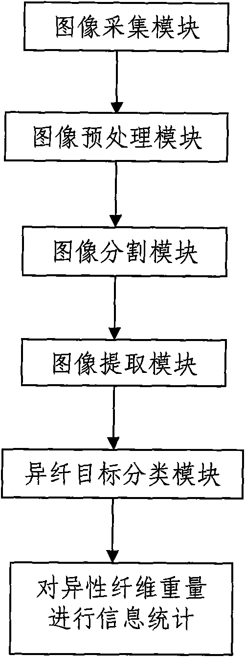 Measuring method and system for weight of cotton foreign fiber based on machine vision technique