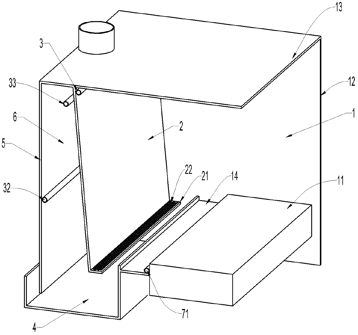 Water curtain air filtering device for spraying