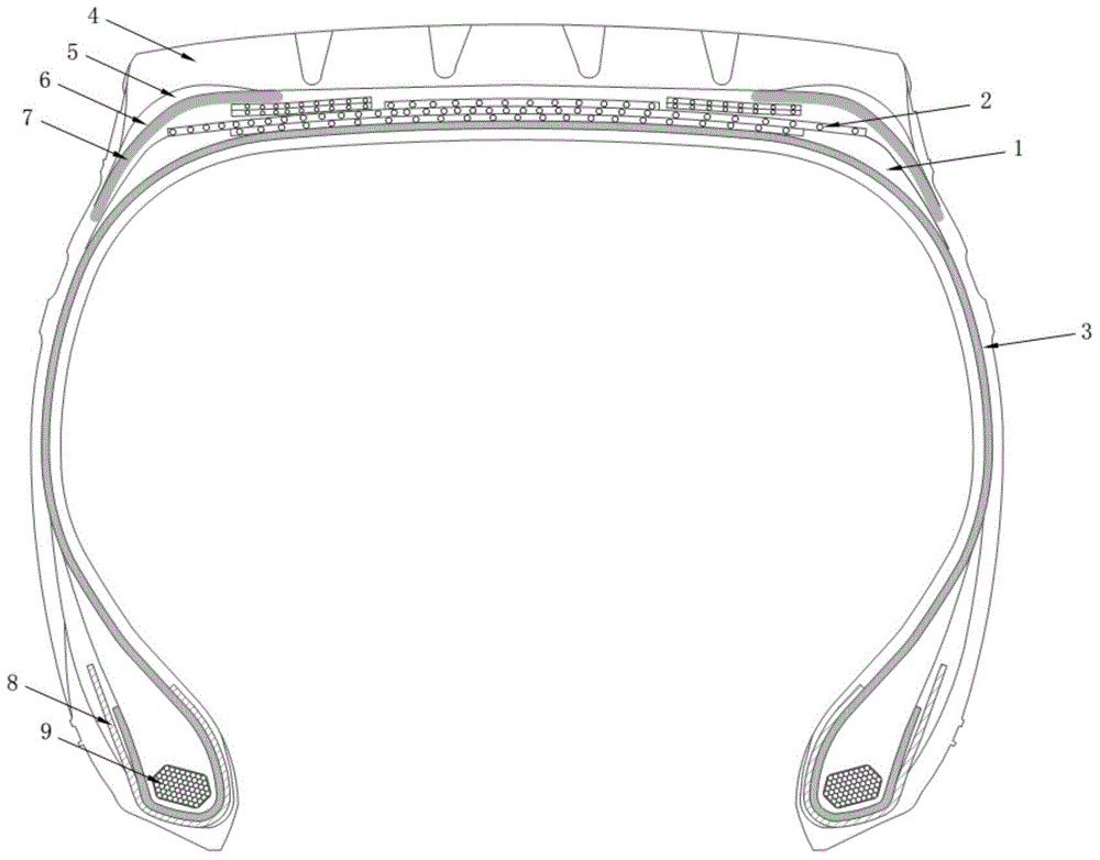 All-steel radial tubeless tire and preparation method thereof