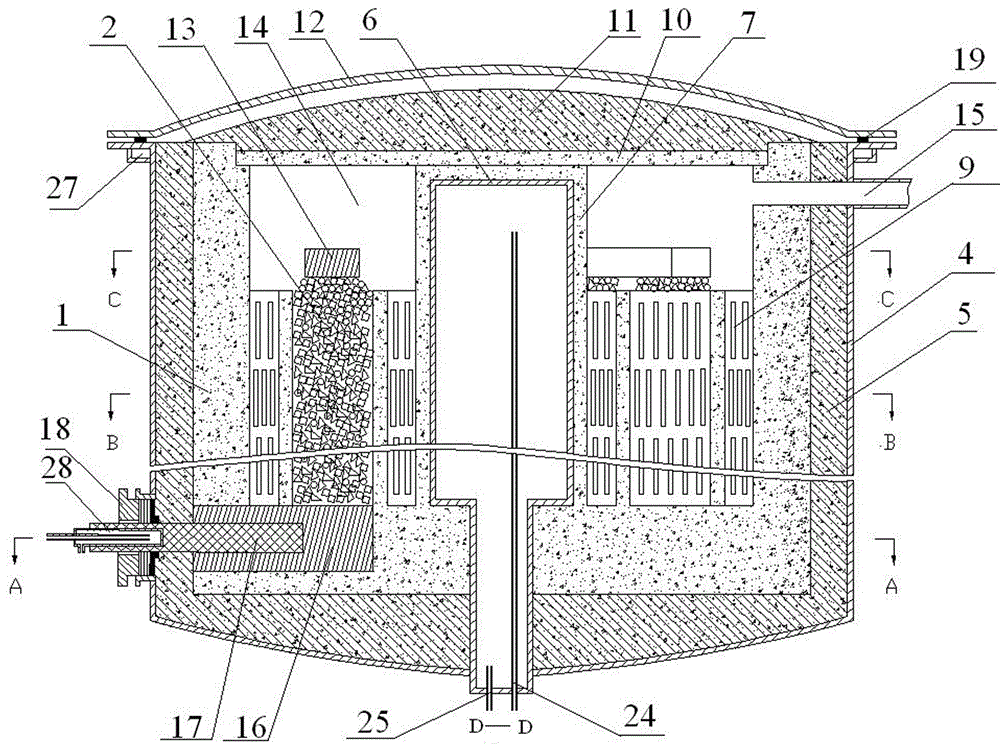 Resistance furnace for separating and recycling aluminum reduction cell lining solid waste and petroleum coke for desulfurization