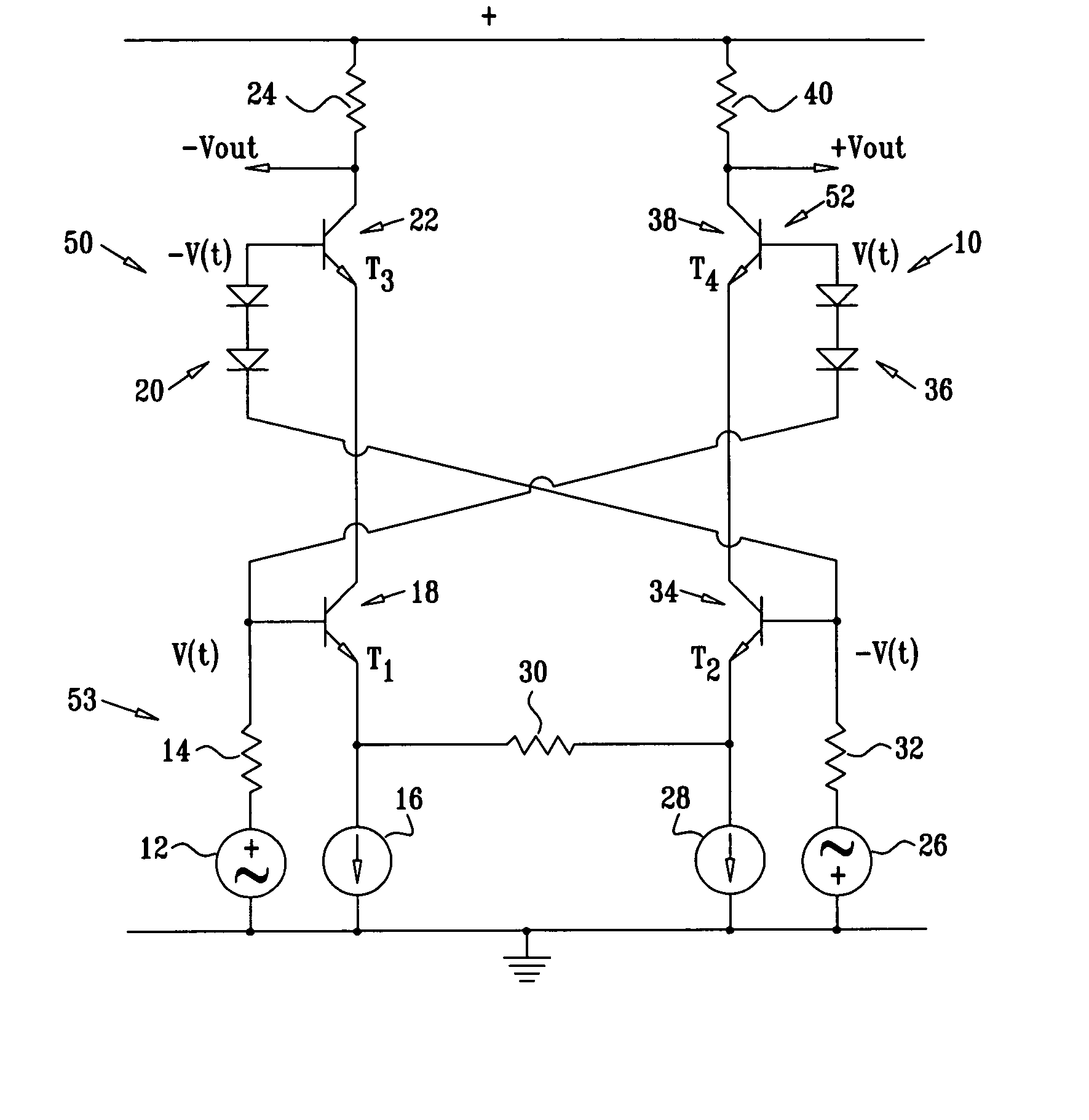 Multi-port cross-connected multi-level cascode differential amplifier