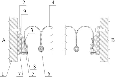 Through-passage mounting structure for rail vehicle