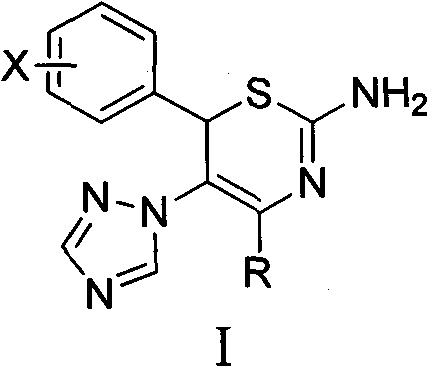 4-alkyl-6-aryl-5-(1, 2, 4-triazole-1-yl)-2-amino-1, 3-thiazine and application thereof