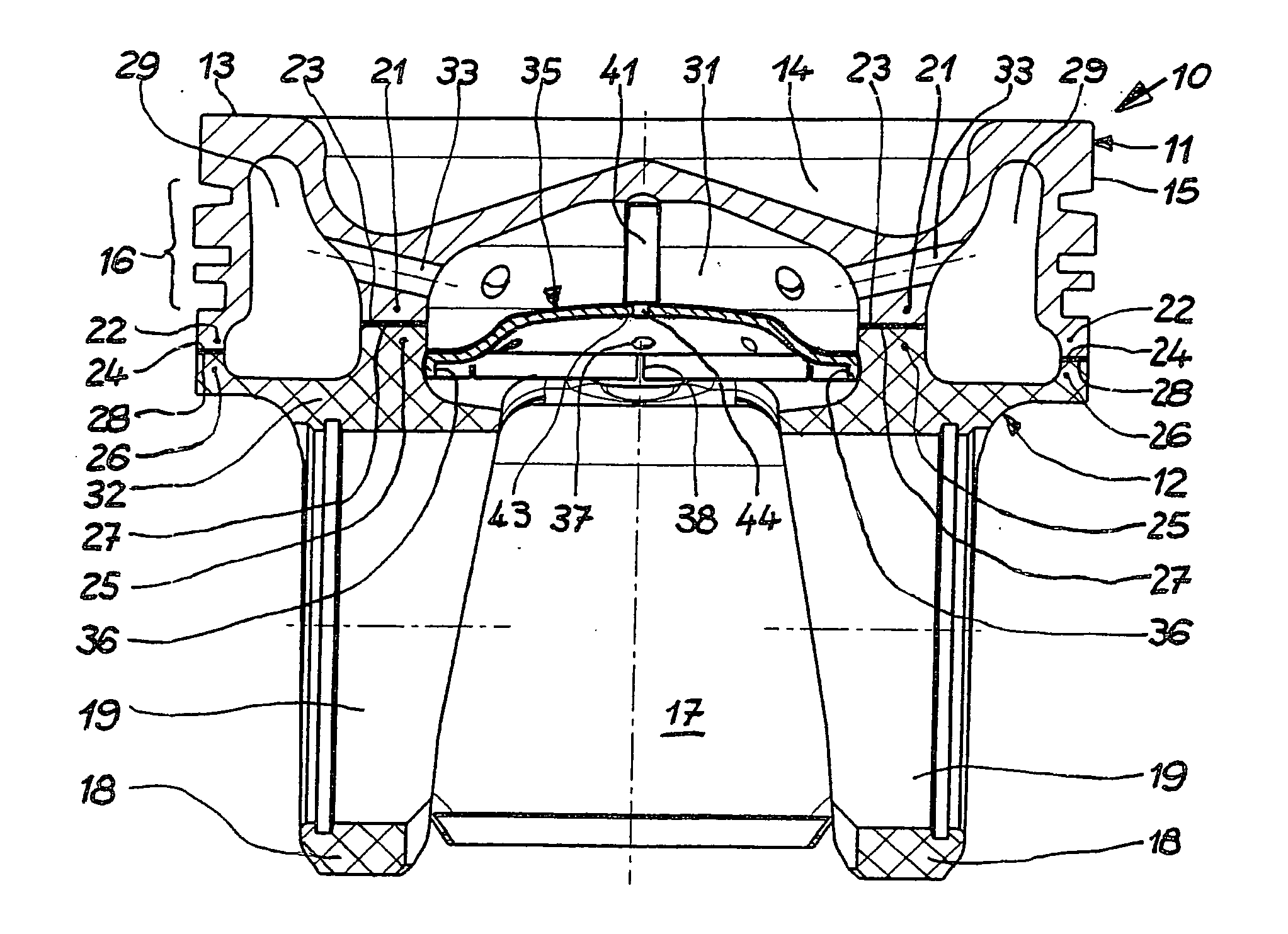 Multi-part piston for an internal combustion engine and method for its production