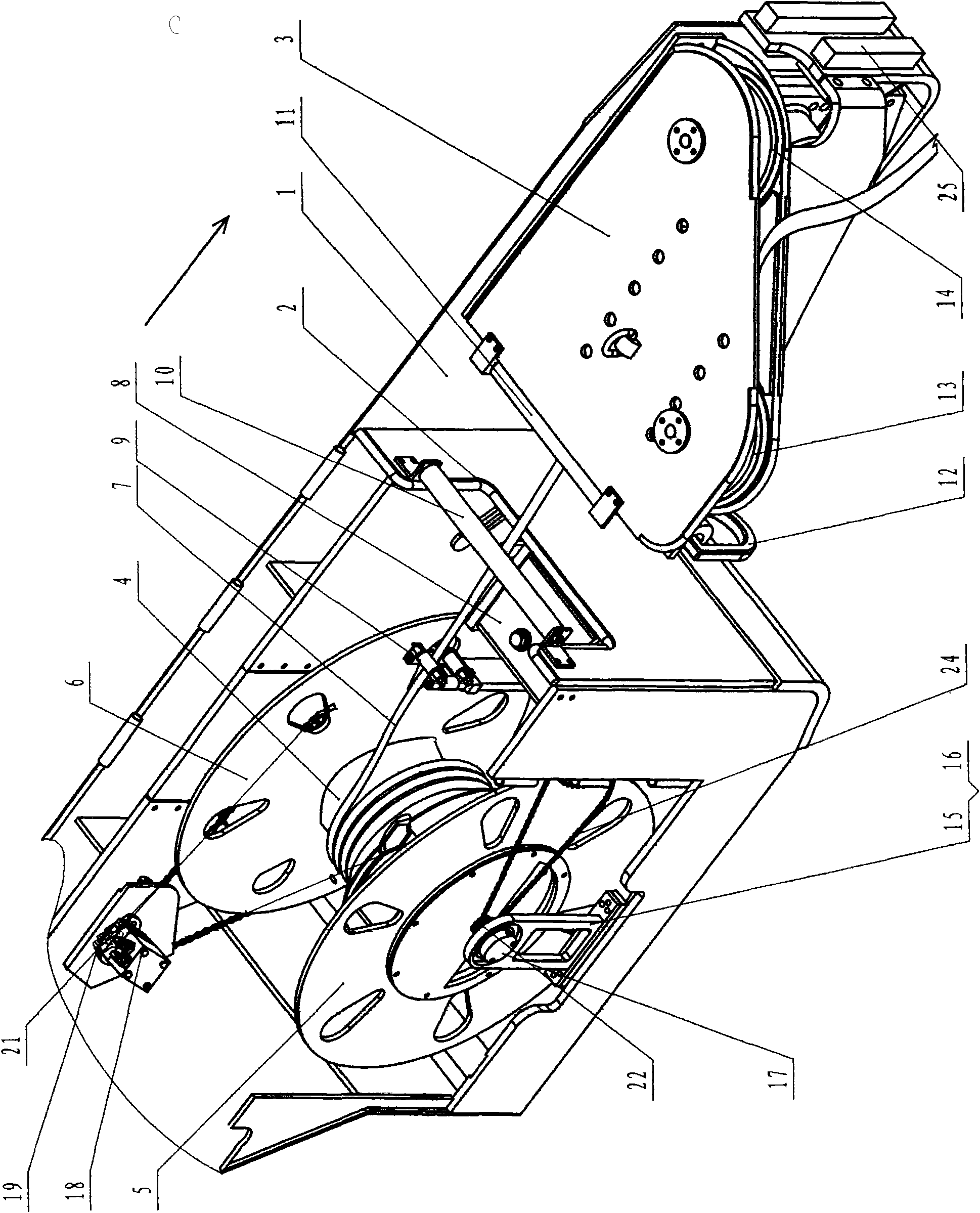 Vehicle-mounted cable reeling and unreeling device