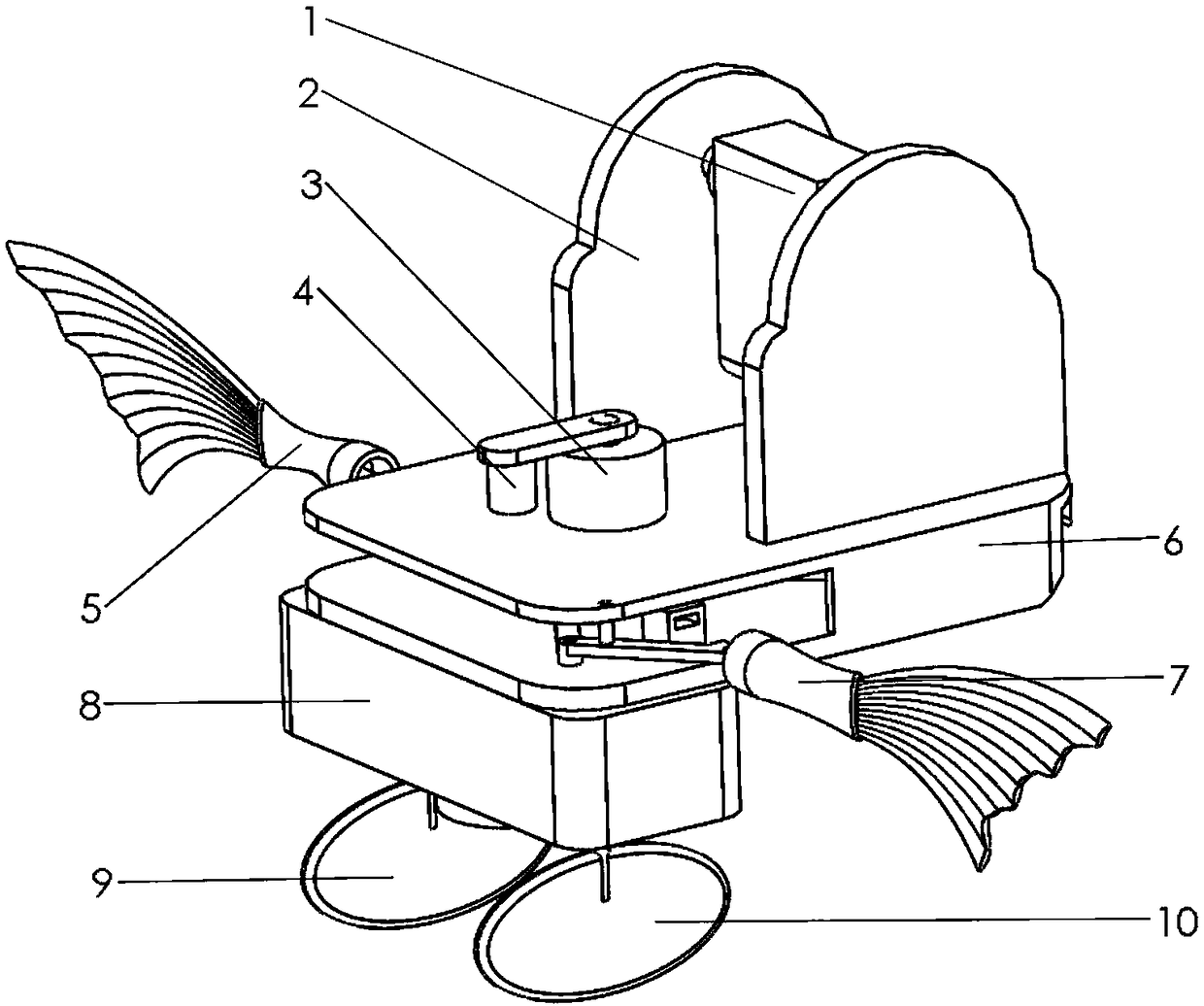 Bionic robotic fish pitching adjusting device