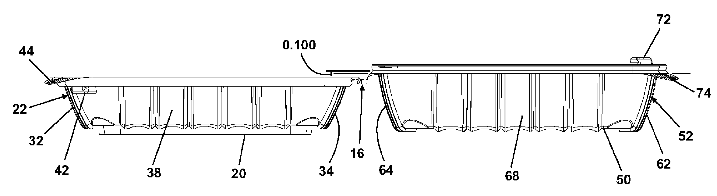 Container with one-step closing