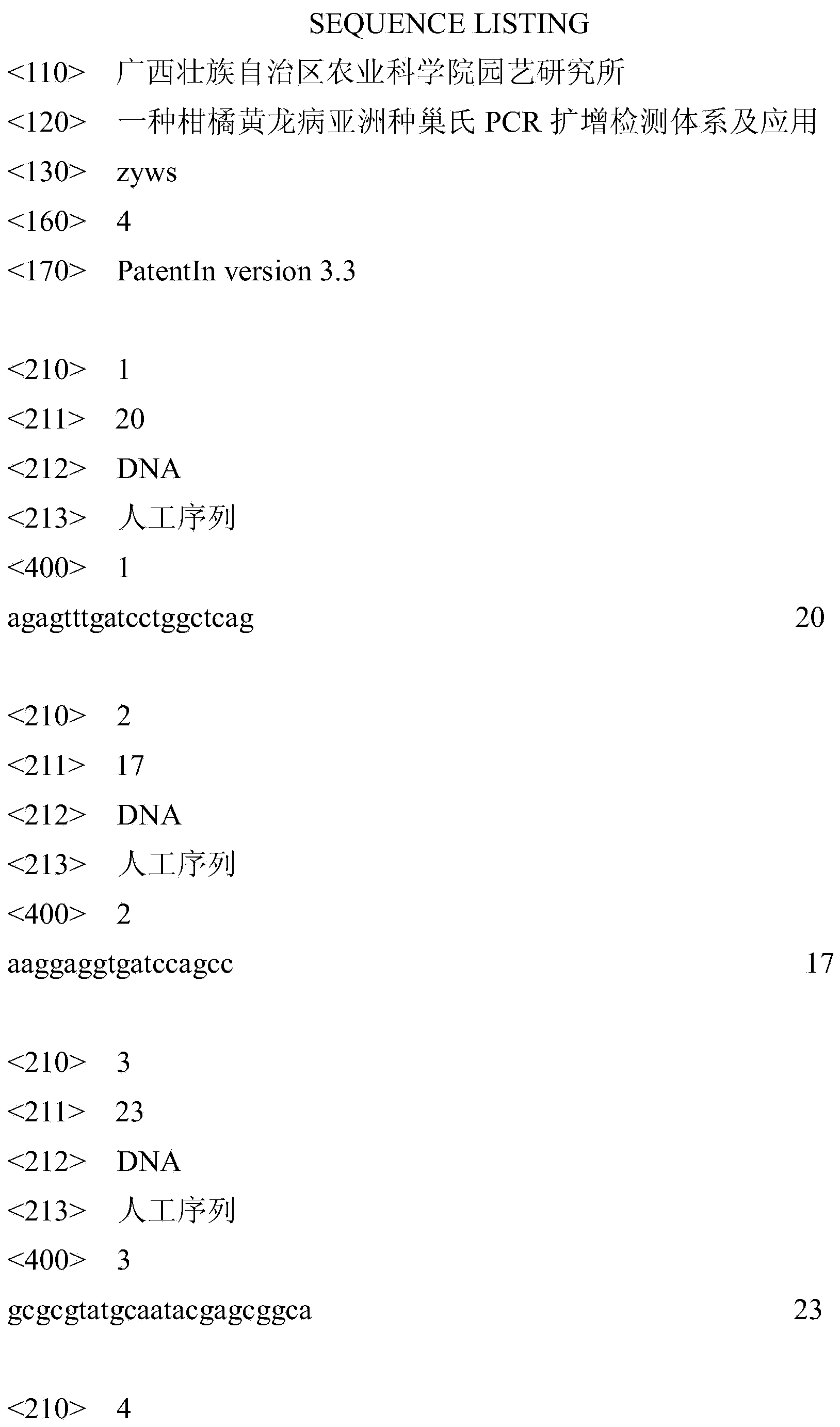 Nested-PCR (polymerase chain reaction) amplification detection system and application of citrus yellow shoot Candidatus Liberobacter asiaticus