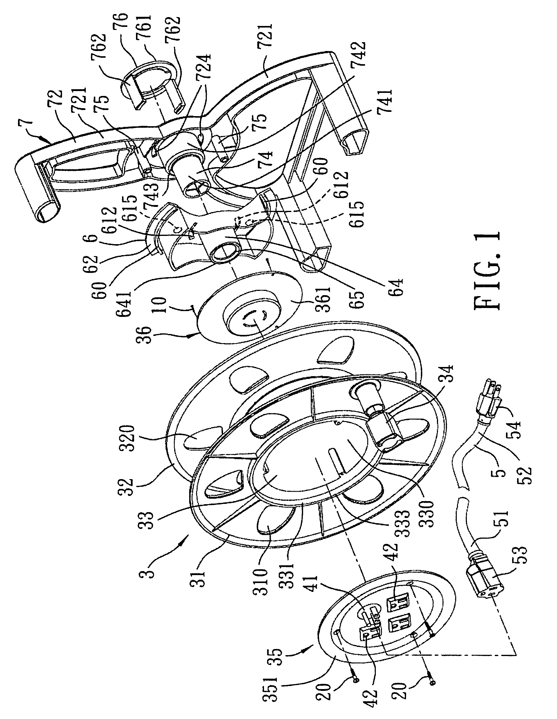 Reel device for winding an electrical cable thereon