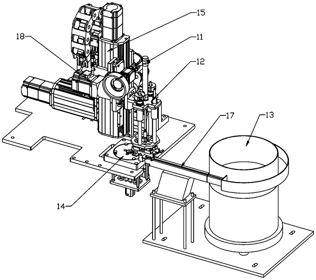 Automatic assembling machine for plastic nails of fan of machine box