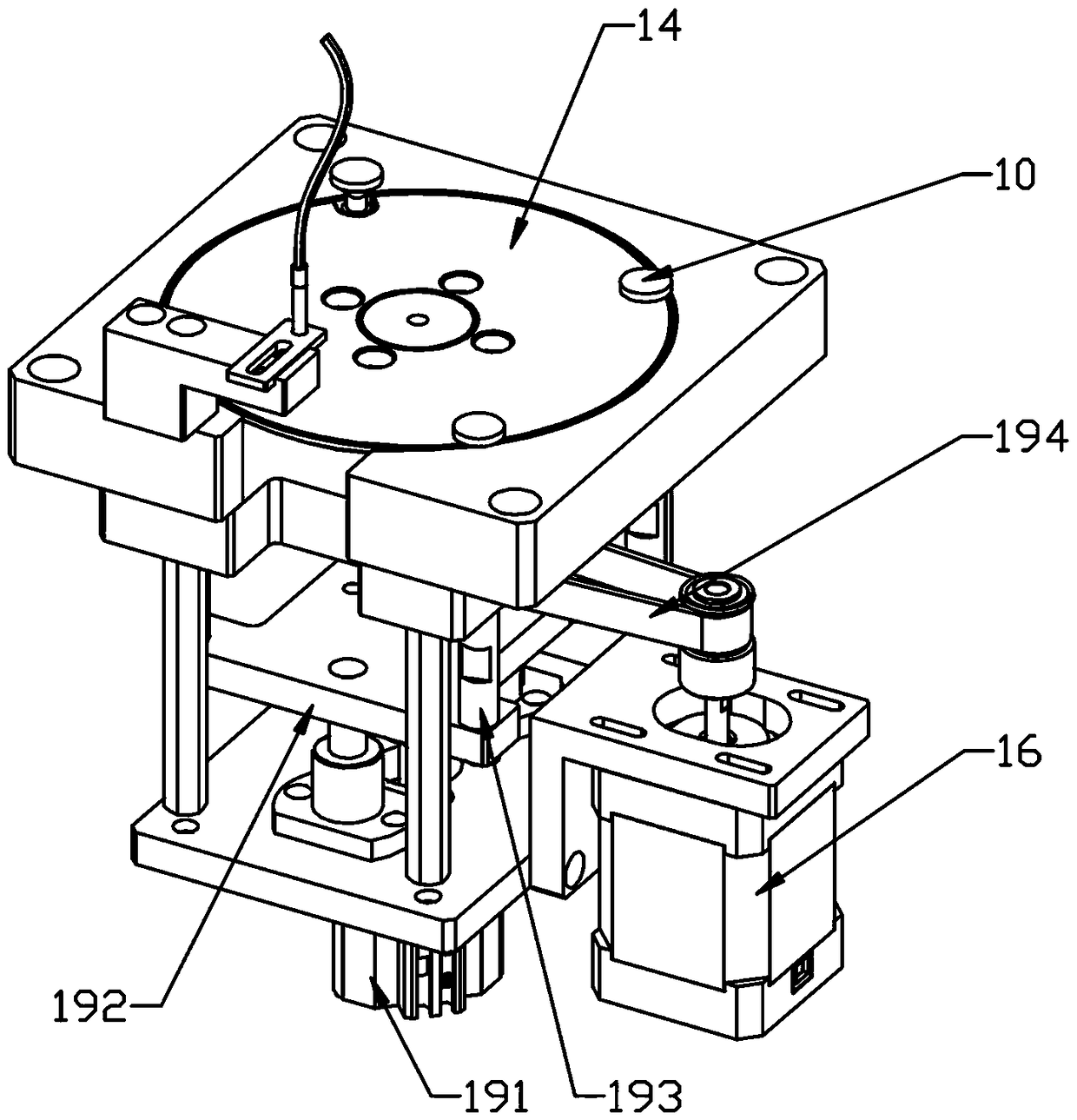 Automatic assembling machine for plastic nails of fan of machine box