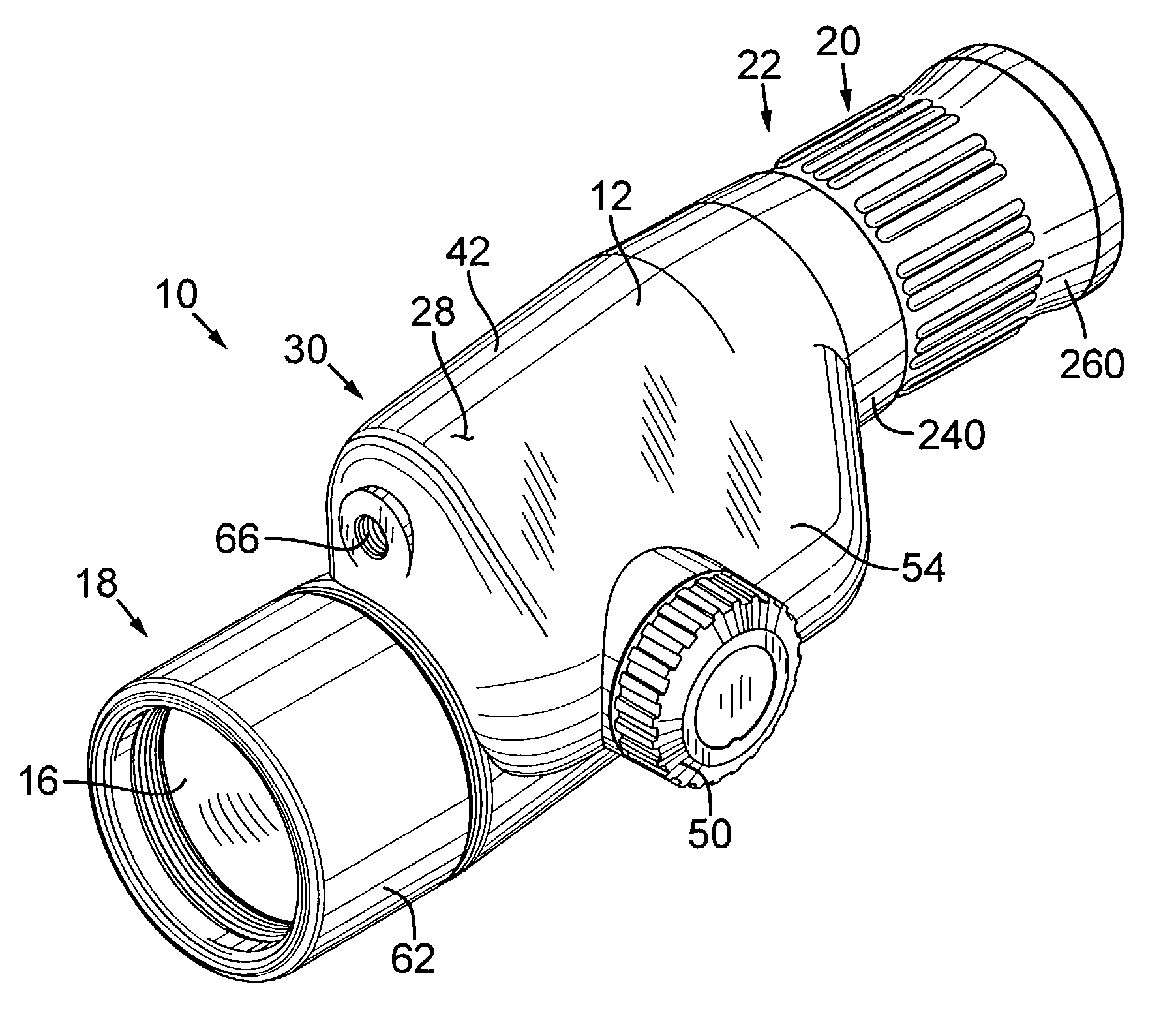 Compact spotting scope with side focus control