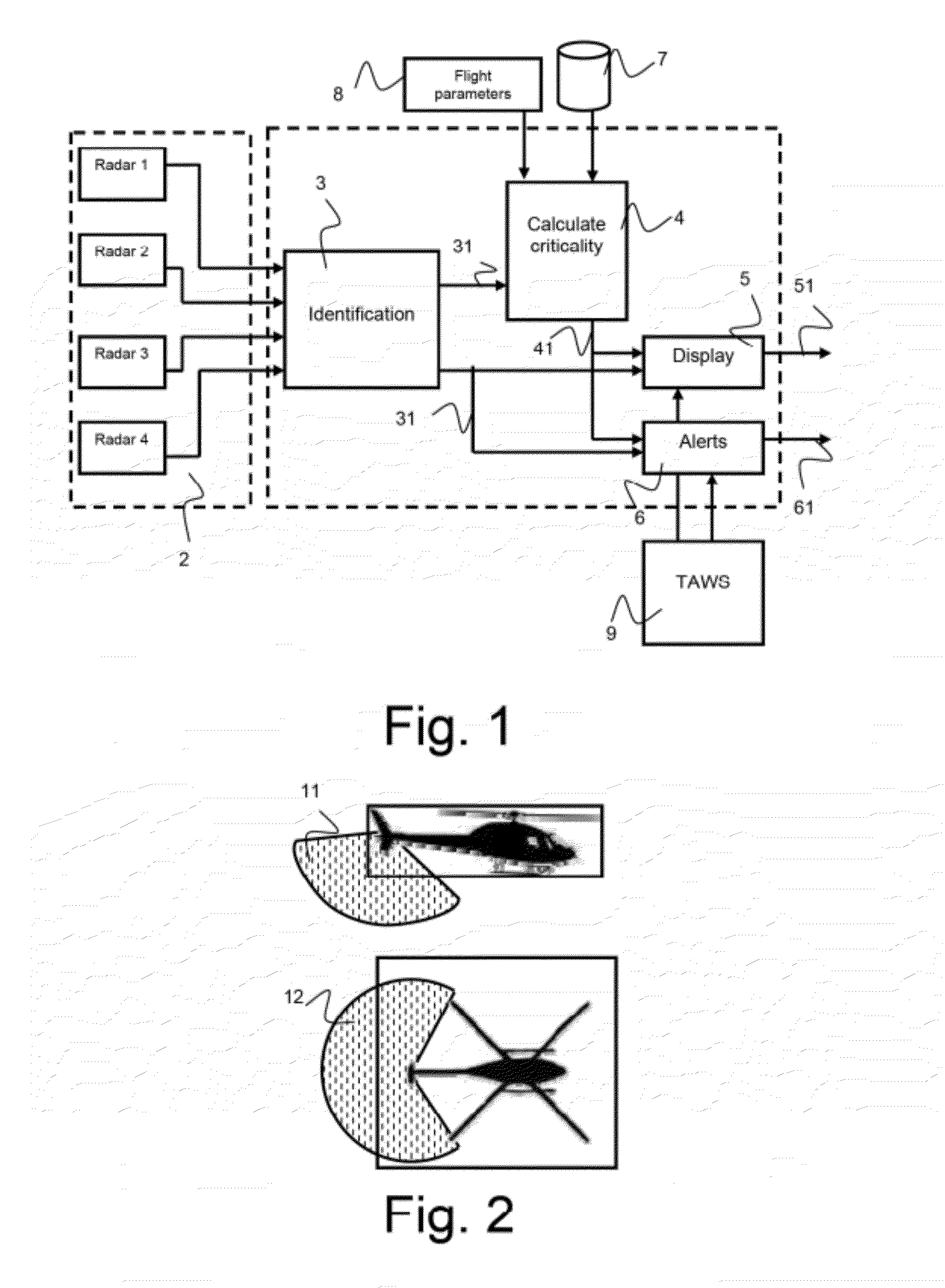 Device and method for monitoring the obstructions in the close environment of an aircraft