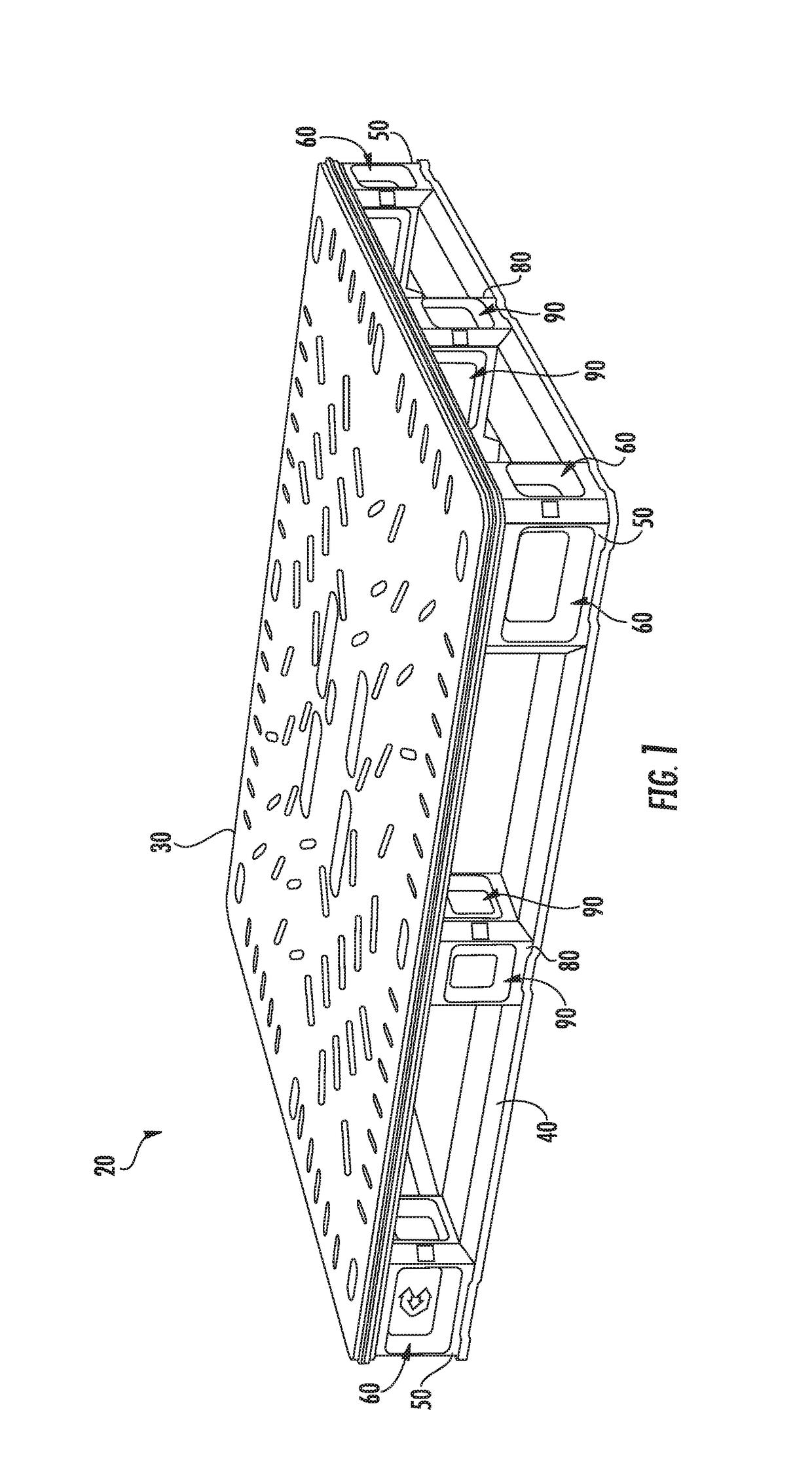 Plastic pallet with centerline markings and associated methods