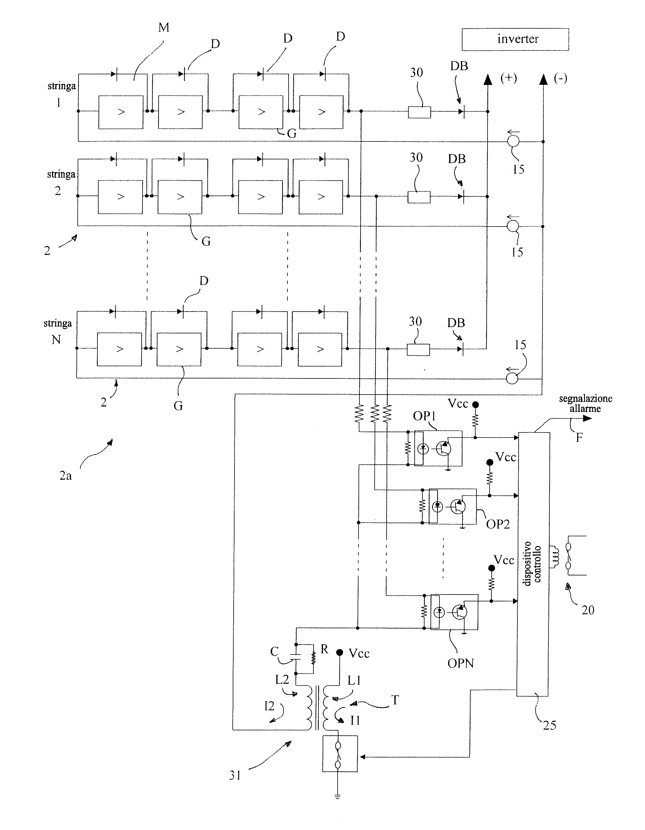 Solar inverter and plant for converting solar energy into electrical energy