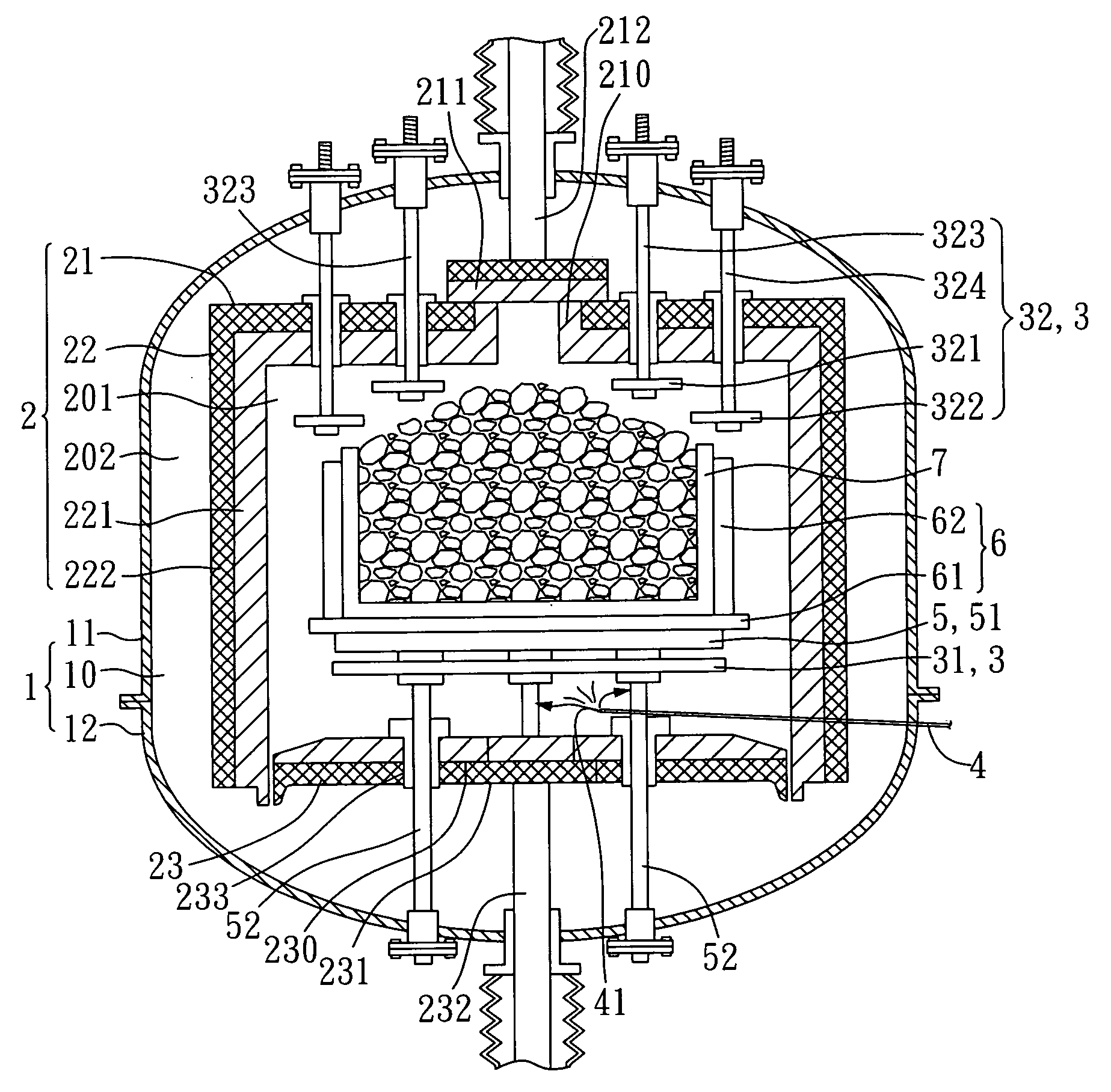 Crystal-Growing furnace with convectional cooling structure