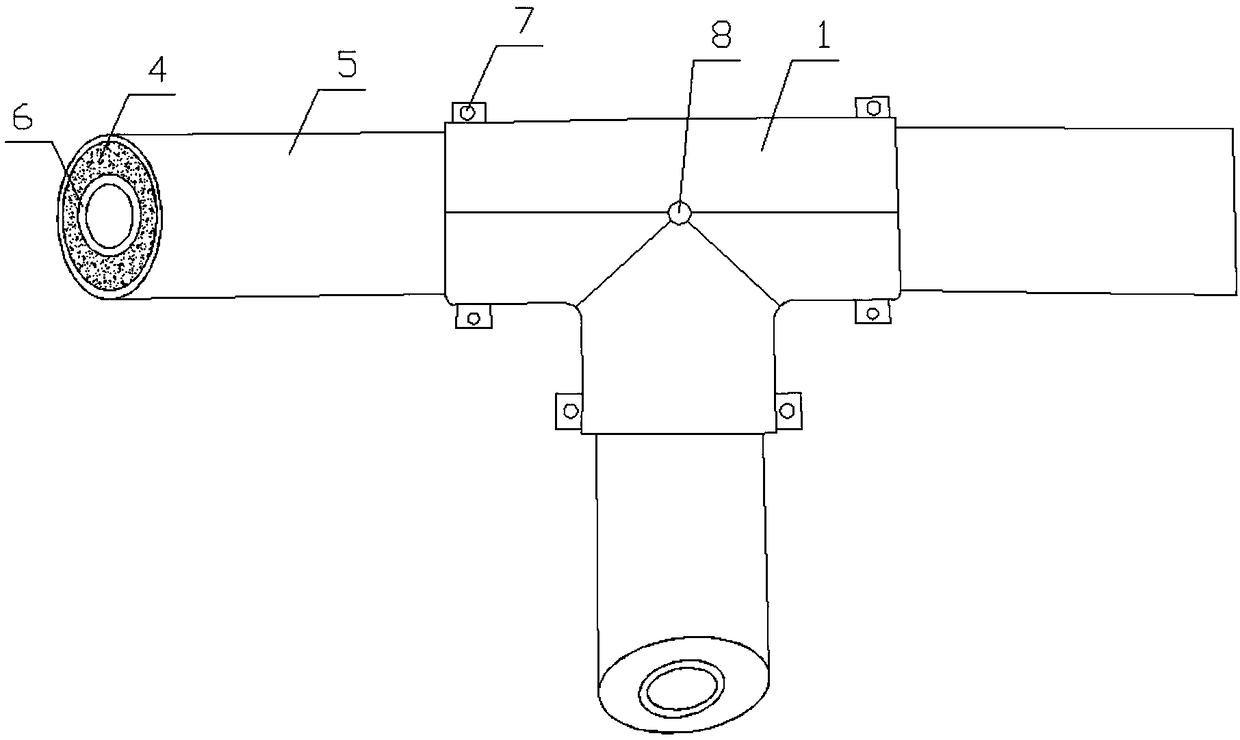 Two-section type tee joint heat-preserving bend accessory