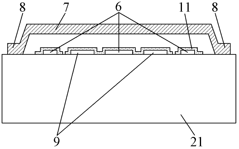 Five-port capacitance type microwave power sensor based on micro mechanical clamped beam