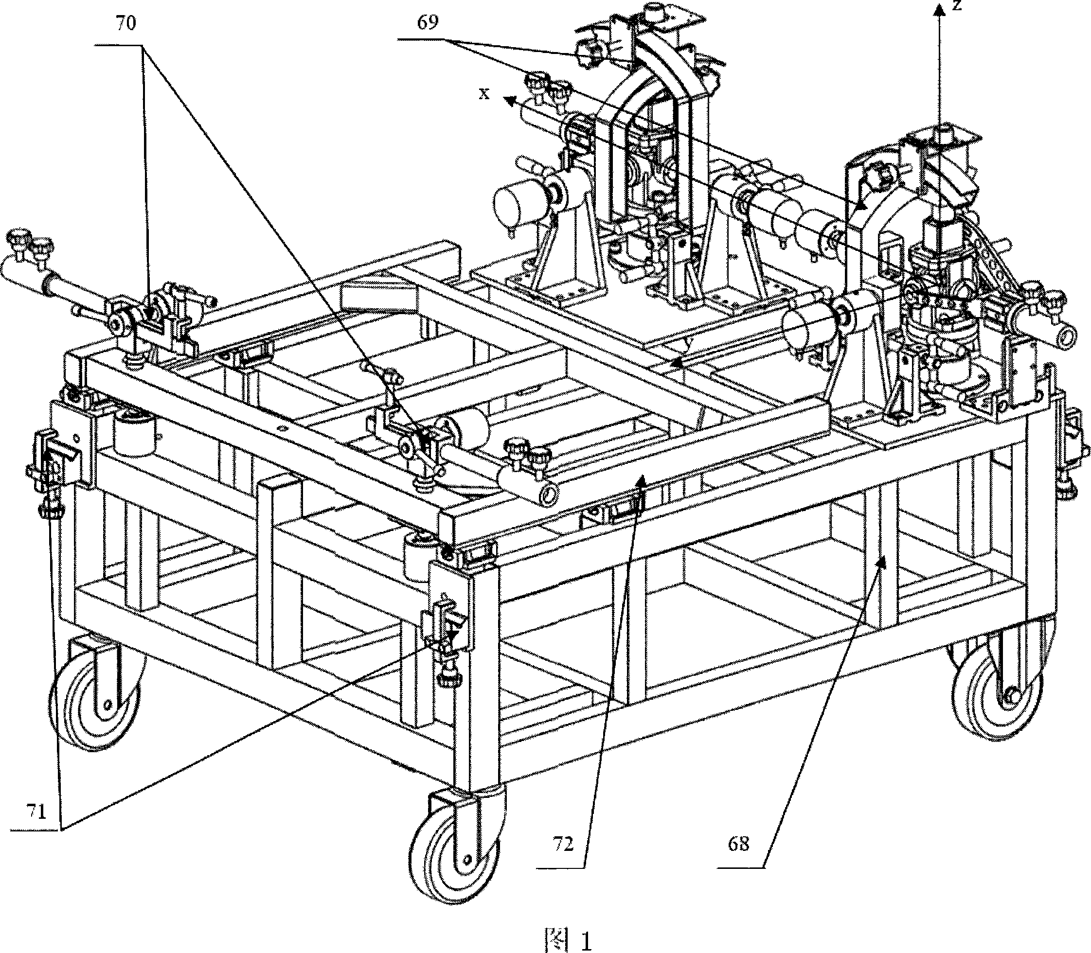 Calibrating apparatus of integral type vehicle mounted digital display type vehicle fourth wheel orientator