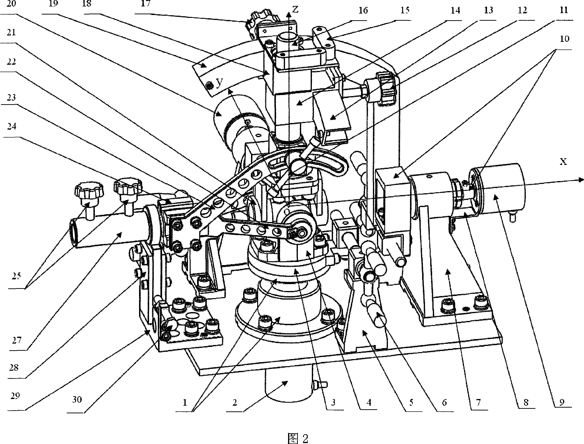 Calibrating apparatus of integral type vehicle mounted digital display type vehicle fourth wheel orientator