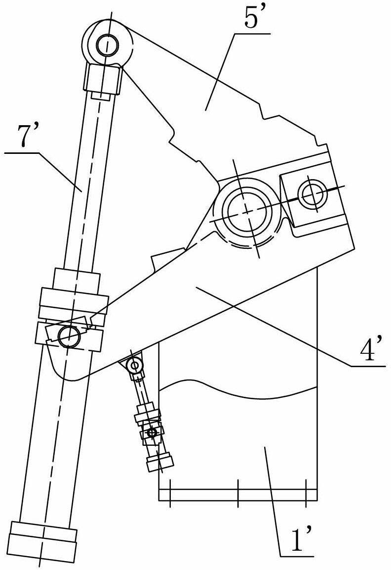 Three-claw opening-shrinking machine synchronized through connecting rods