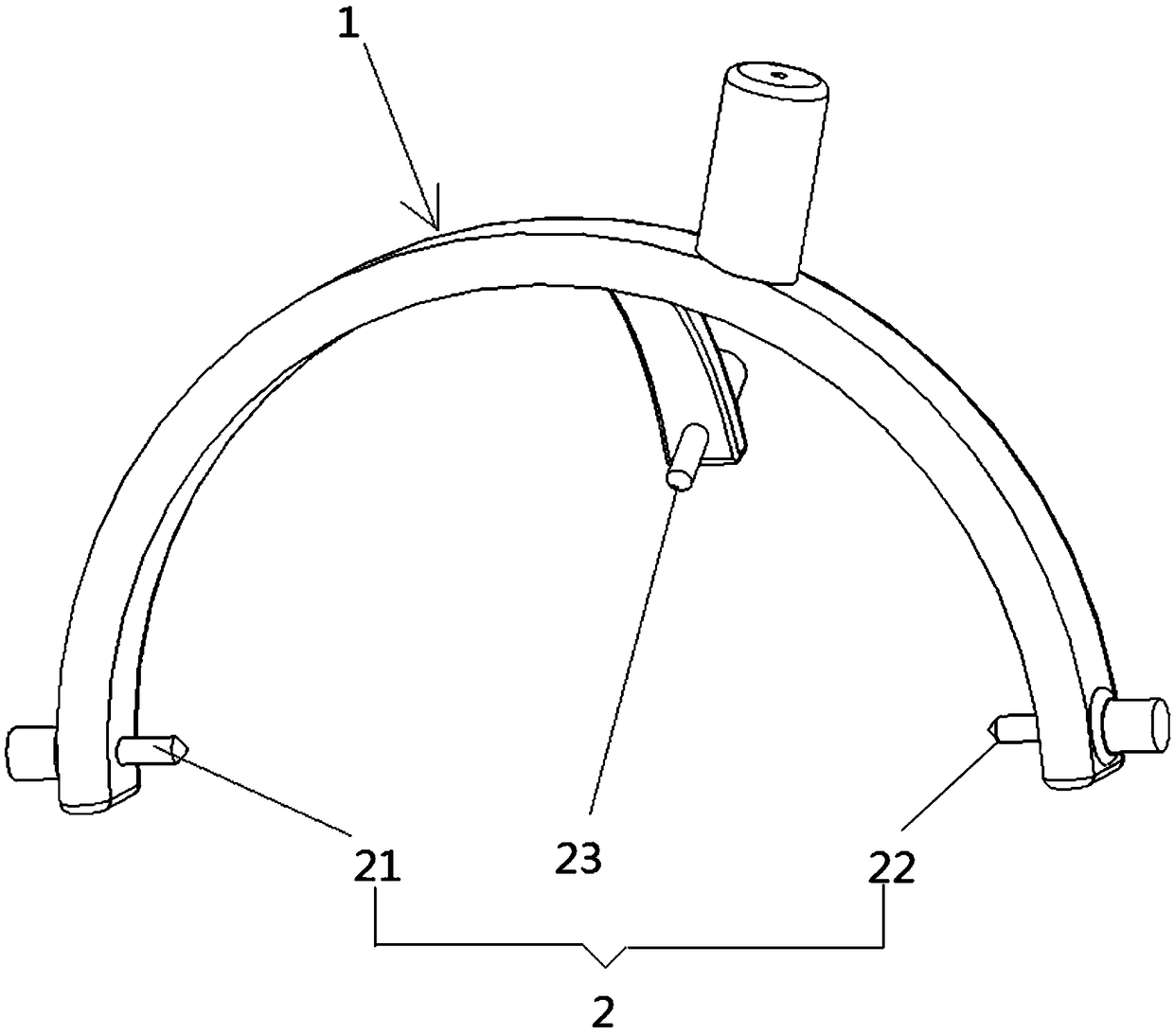 A positioning frame for an electrode implanted medical device and a manufacturing method thereof