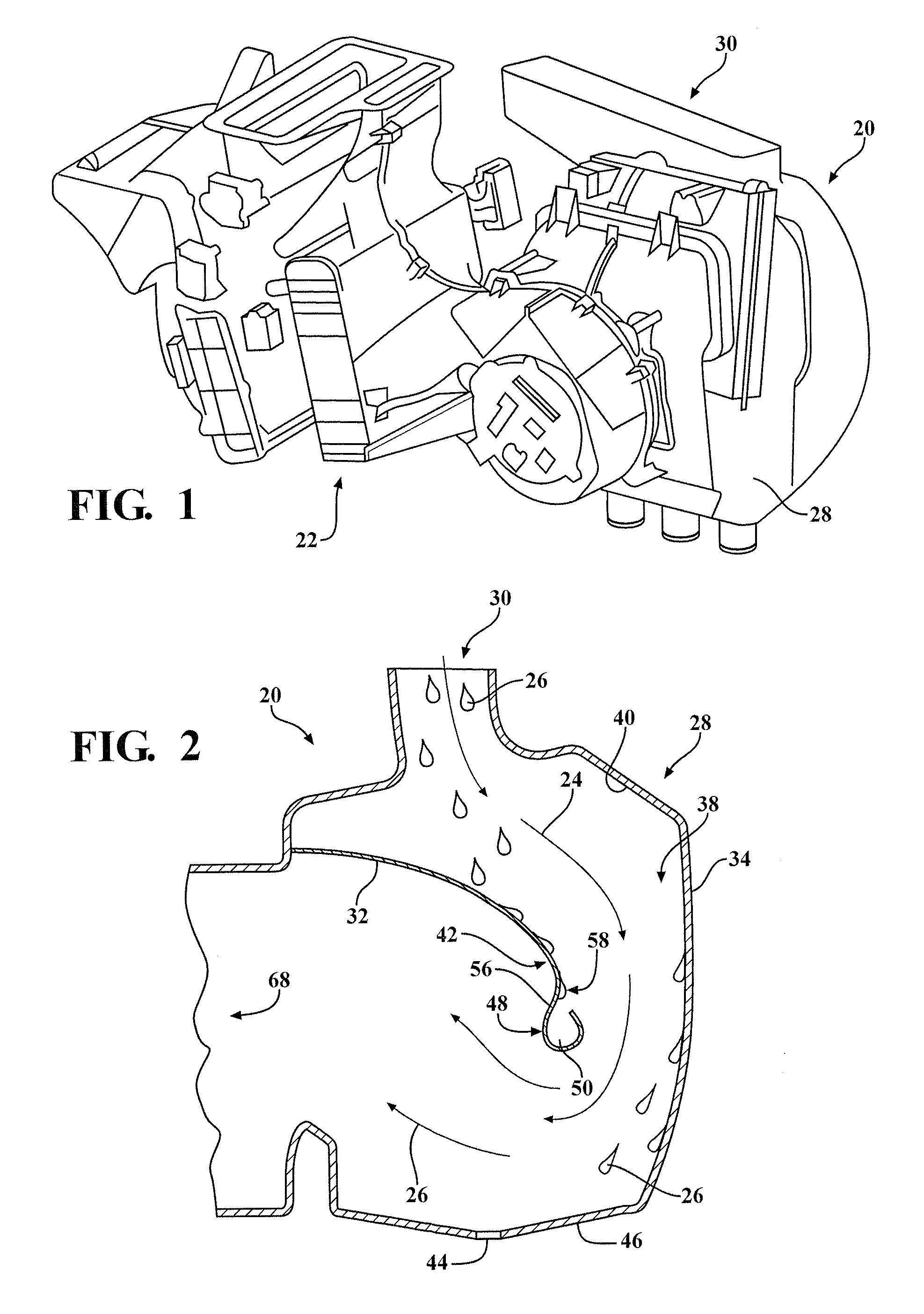 Water separator having a gutter