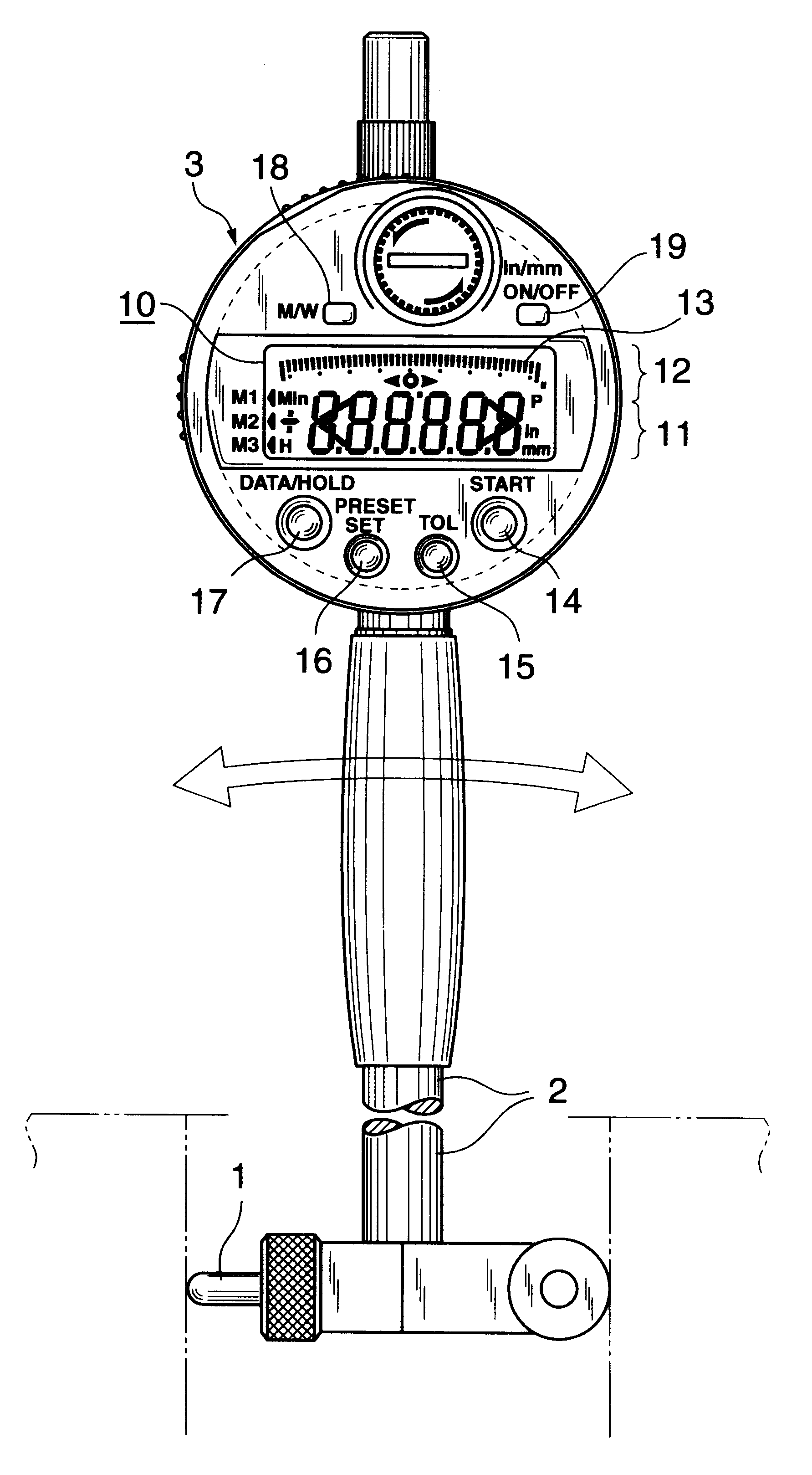 Analog quantity display method, analog quantity measuring method, and digital/analog display type measuring instrument