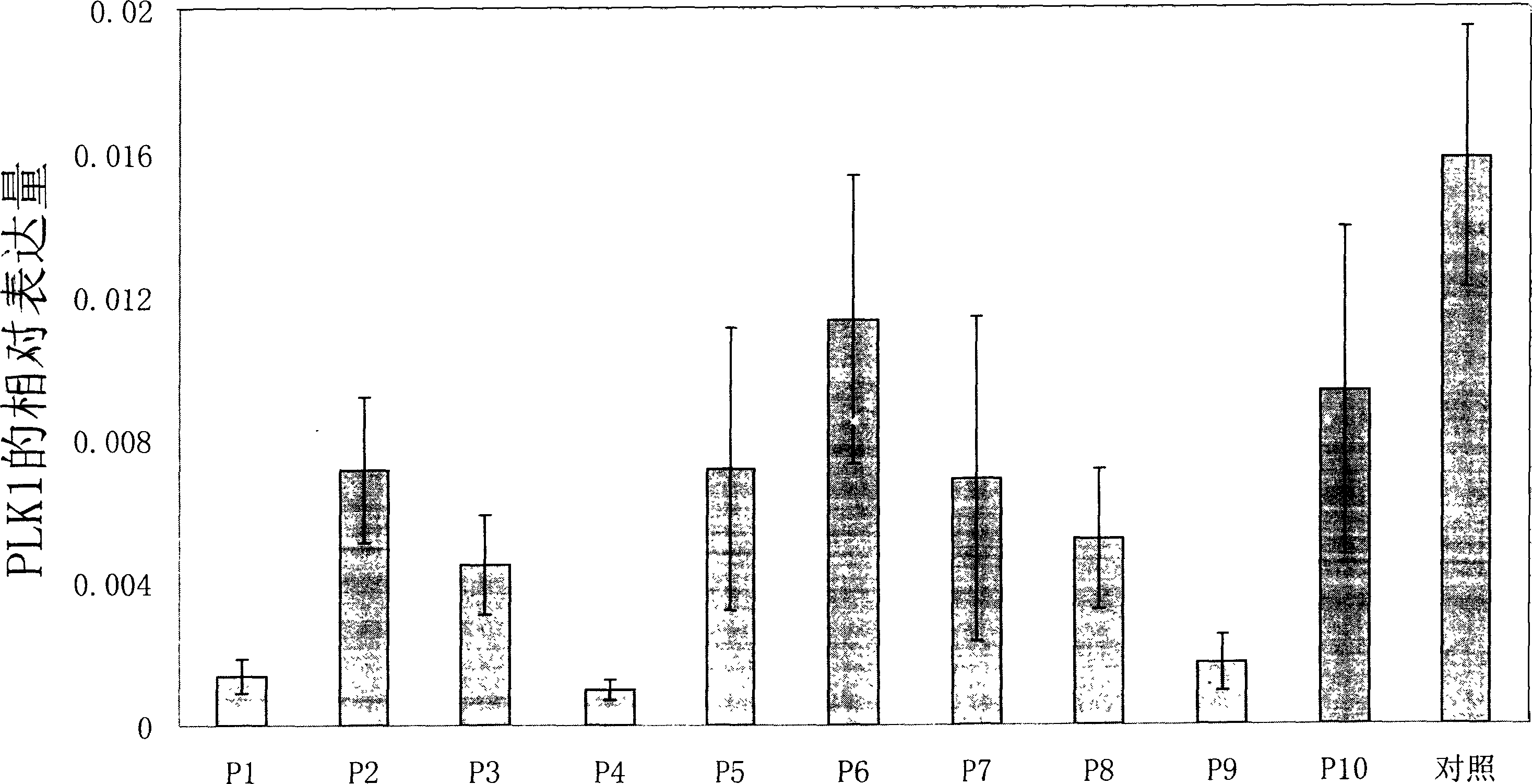 Small interference RNA molecule (SiRNA) capable of effectively killing and wounding tumour cell pointed at PLK1 mRNA, its mixture and use