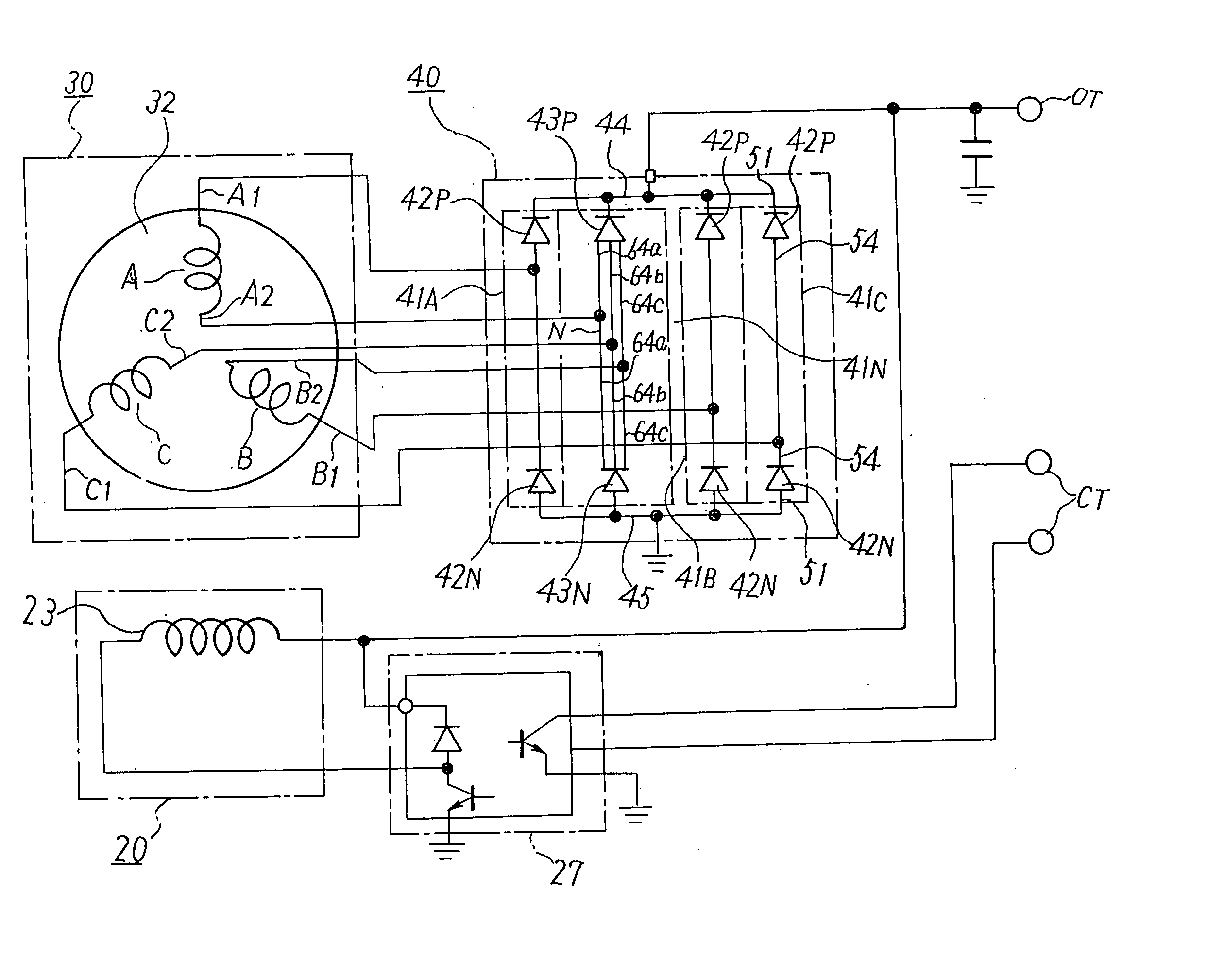 Three-phase ac generator for vehicle