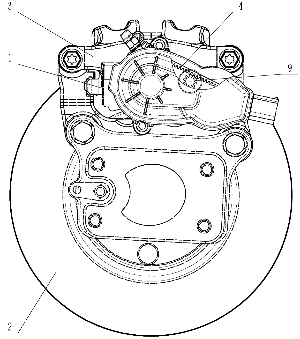 A gear type epb failure parking device