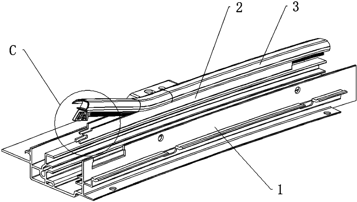 Rubber strip clamping type automobile sunroof guide rail