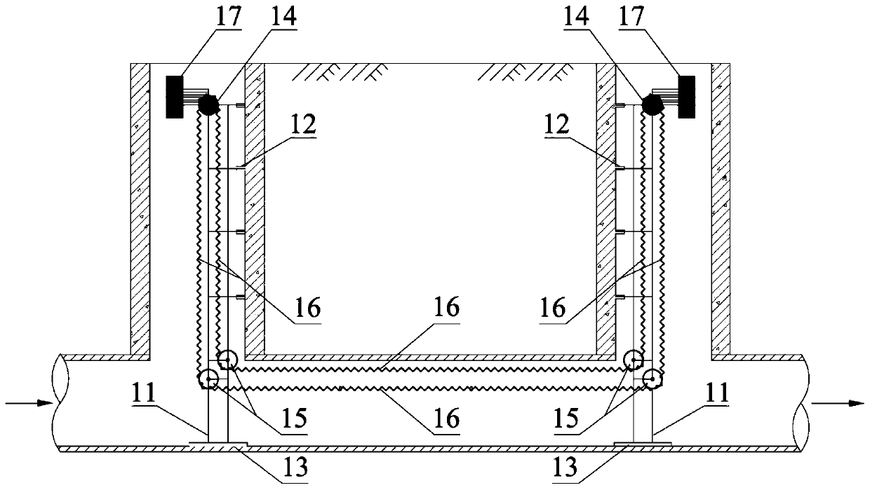 Rail type in-situ purification system for water discharge pipeline