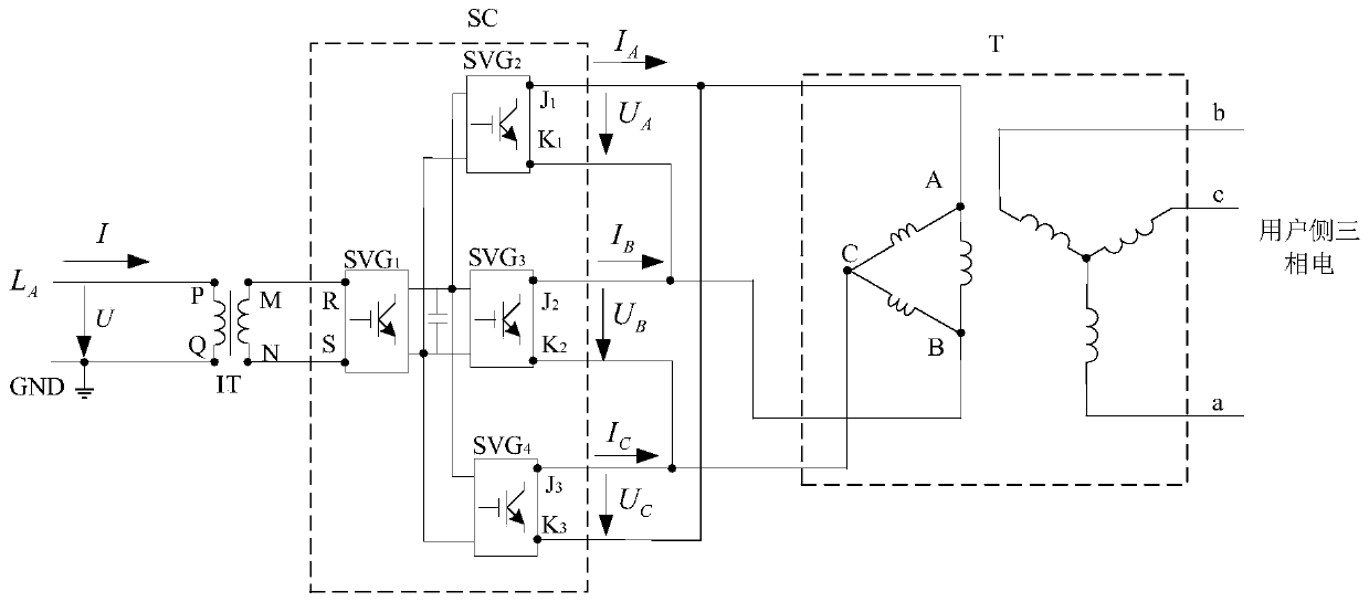 Single-phase electricity-to-three-phase electricity conversion power supply device and control method thereof