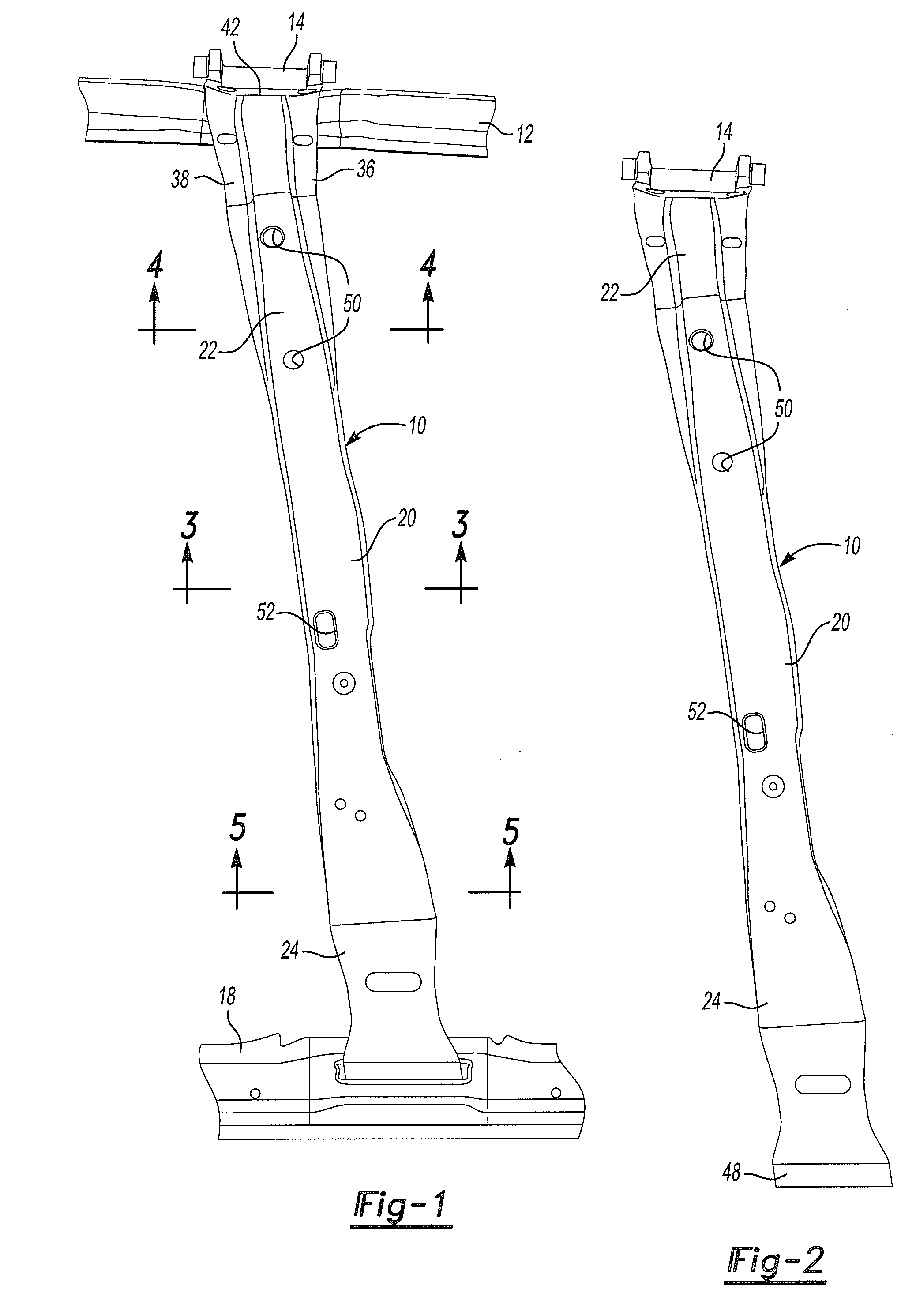 Unitary hydroformed roof support pillar