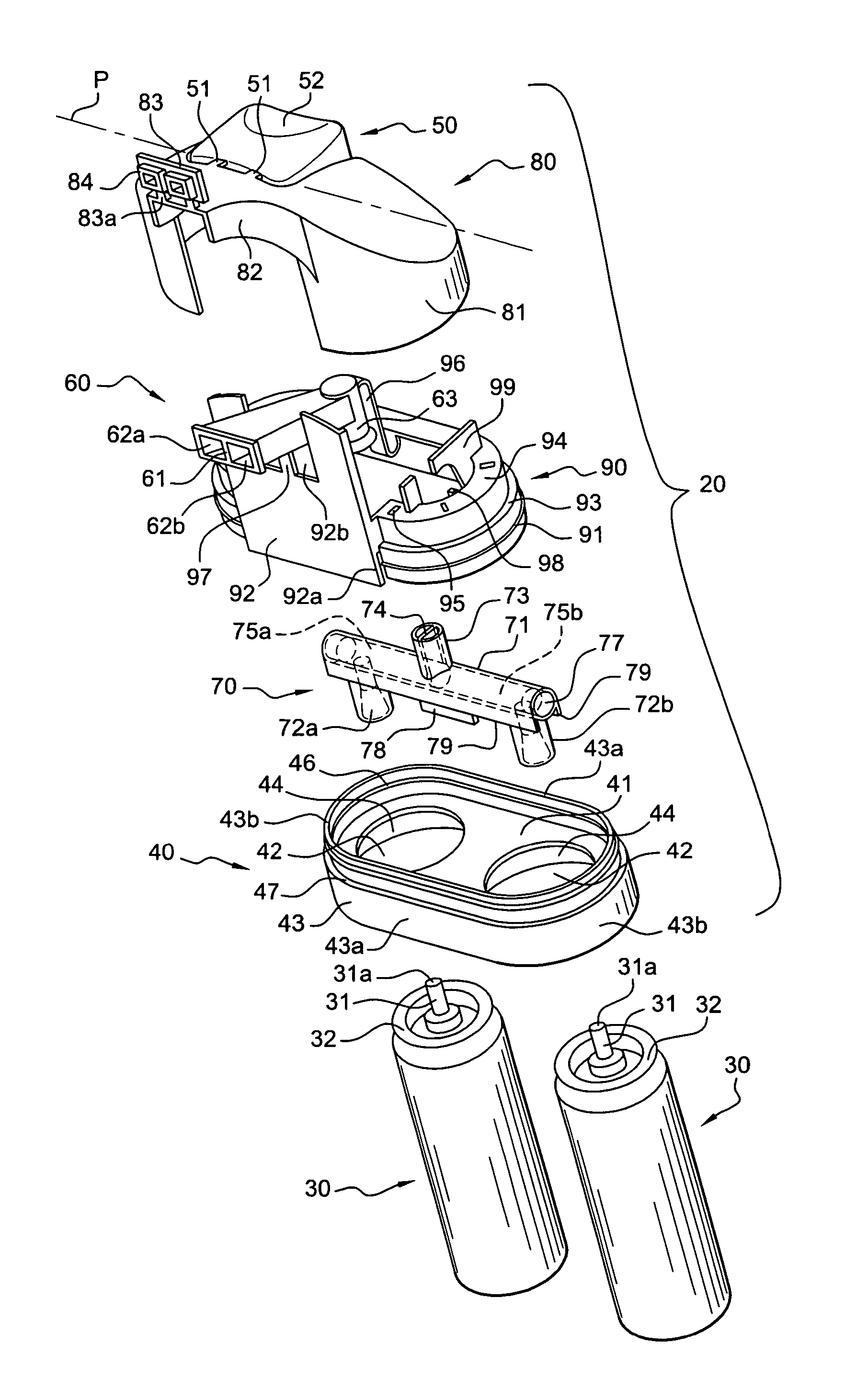 Distribution assembly intended for contemporaneous distribution of two products