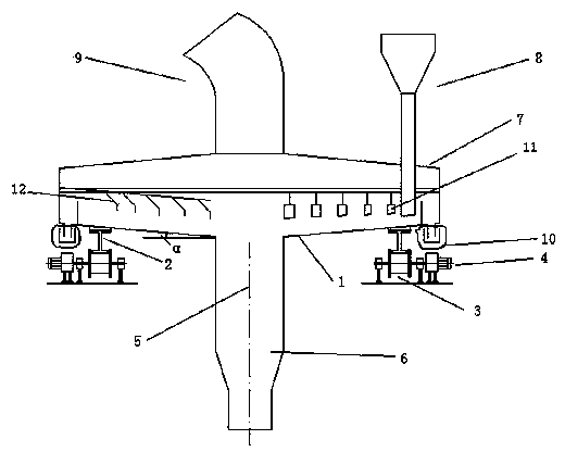 Rotary disc heating device for drying or pyrolyzing coal