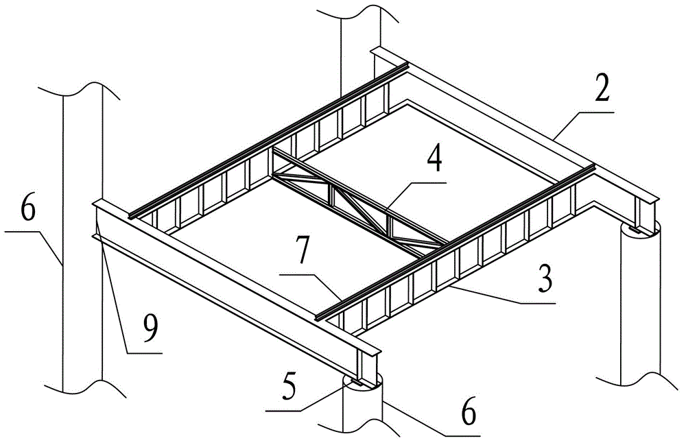 Device for realizing operation of mobile tower crane on structural floor and construction method