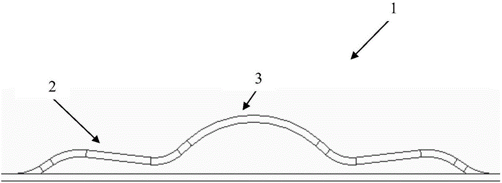 Three-arc spring for grid positioning and utilization method of three-arc spring