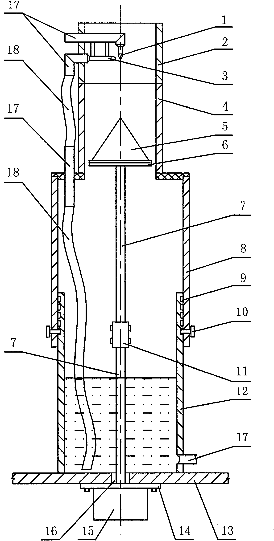 Spraying device for salt spray test chamber