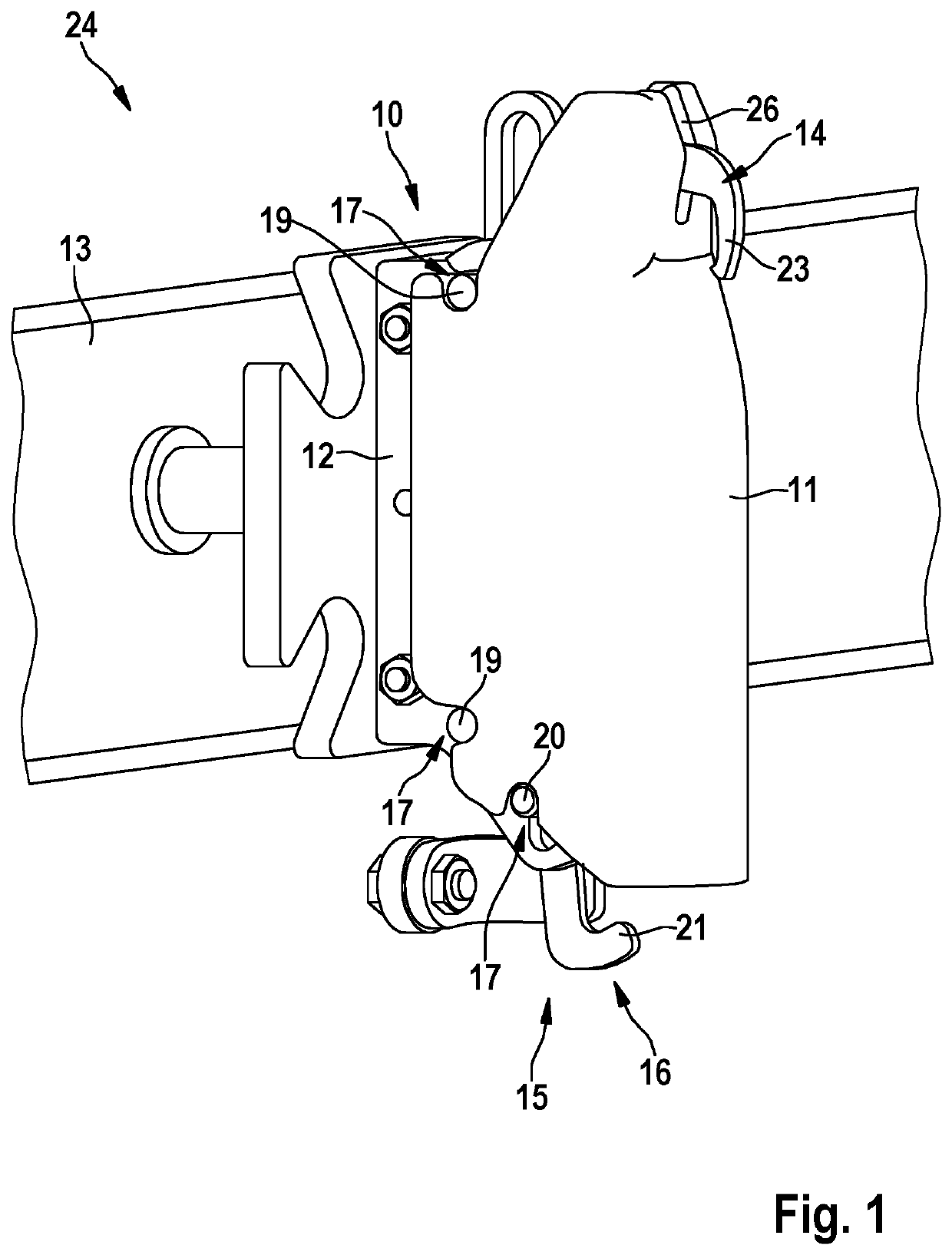 Holding device for holding eviscerated poultry carcasses or parts thereof during processing in a device for processing eviscerated poultry carcasses or parts thereof