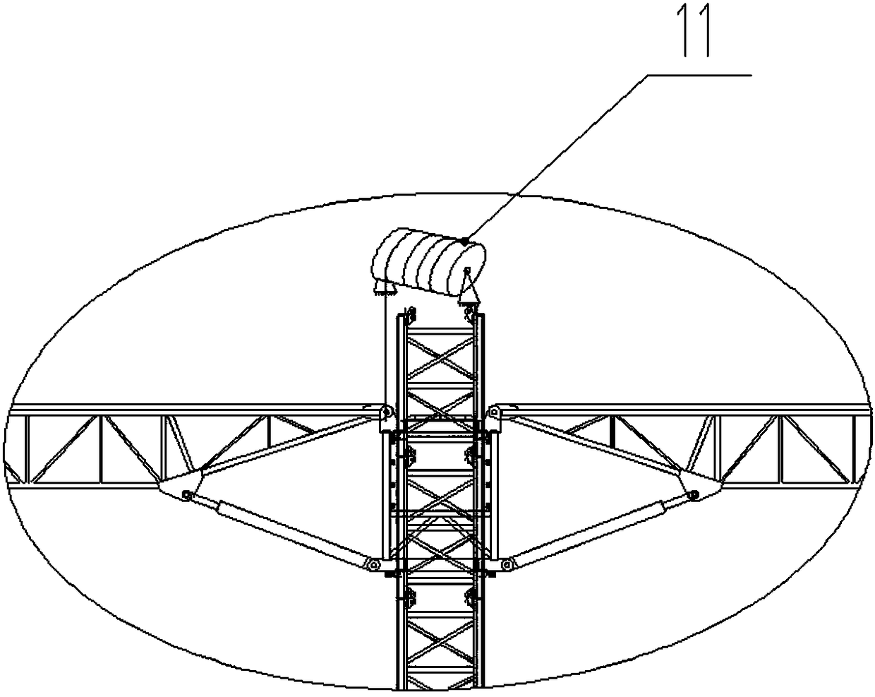 Special equipment for internal space construction of cylinder and dome