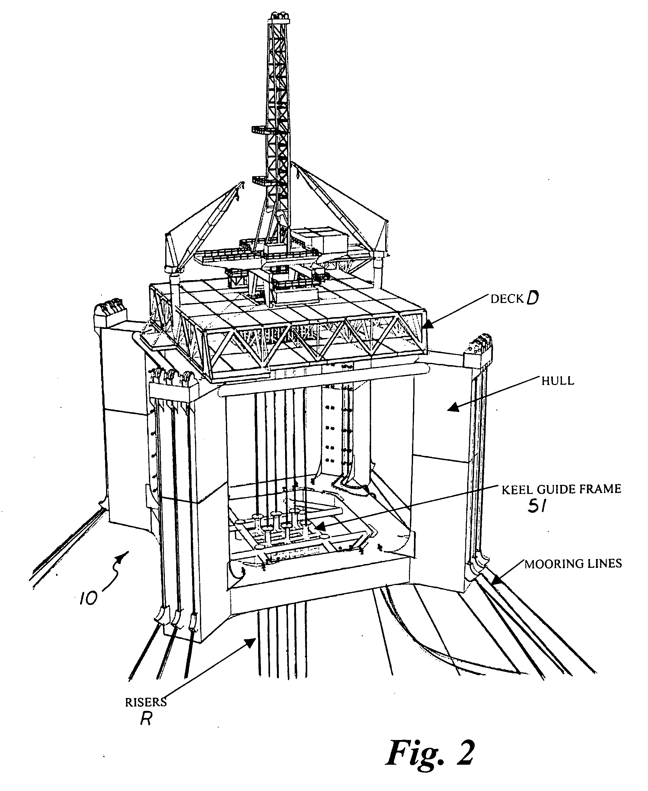 Deck mounted pull riser tensioning system