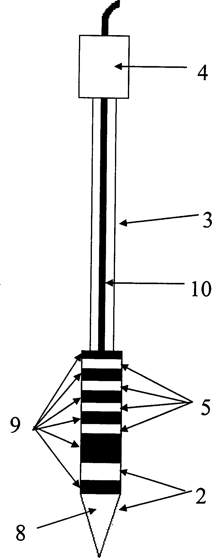 Composite sensor for synchronous real-time measuring three parameters and measuring apparatus